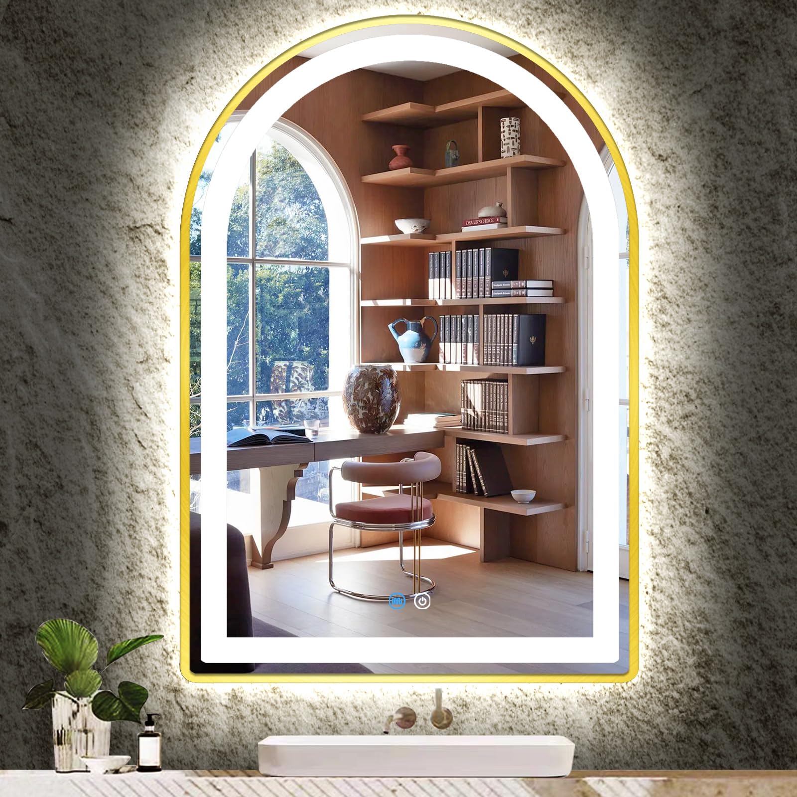 Miroir de salle de bain anti-buée doré à DEL pour ne plus jamais attendre après la douche