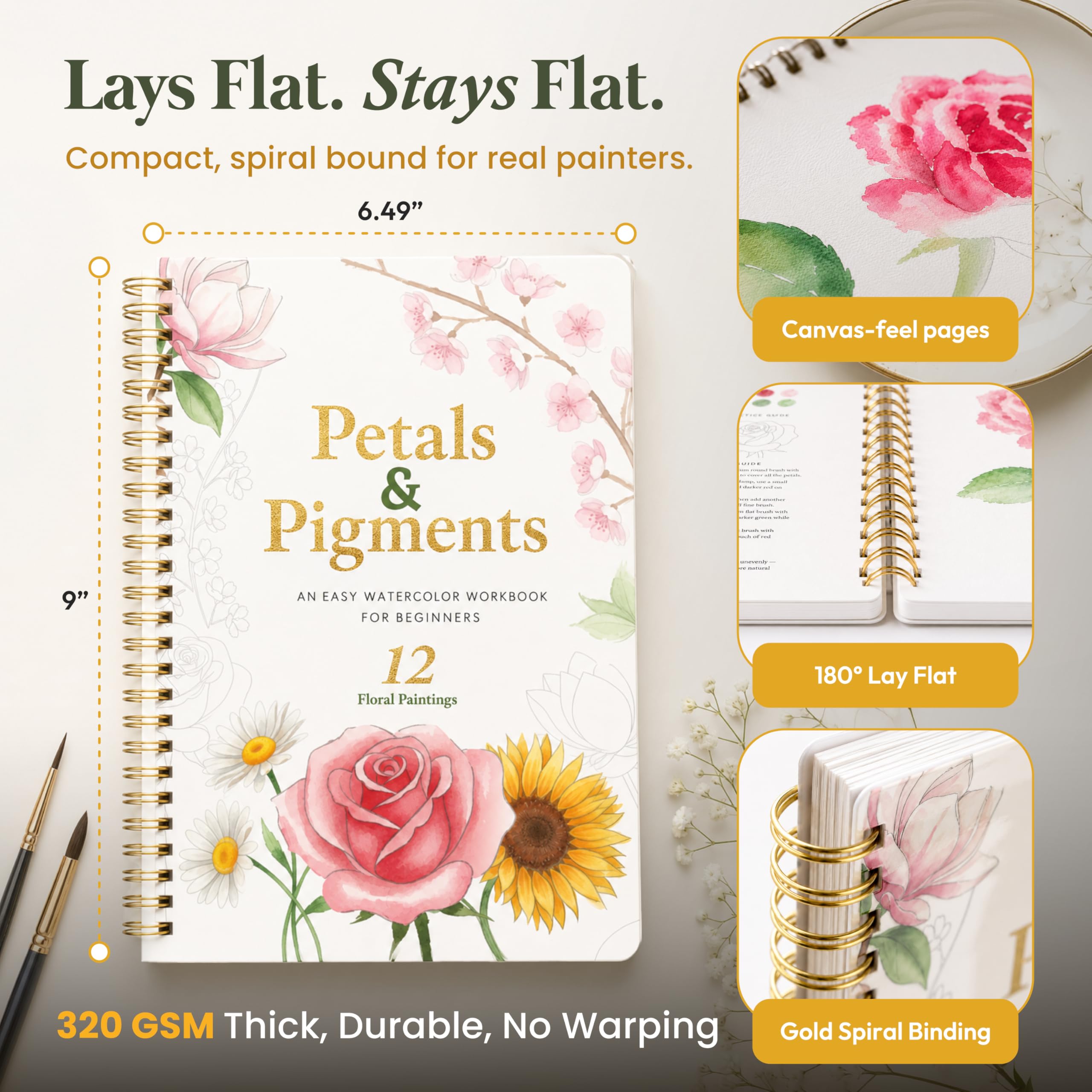 Beginner Watercolor Workbook - Floral Painting Guide -3