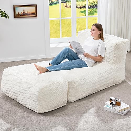 Miniatura 16 de Hobestluk Sillas Reclinables Grandes de Puf Sillas Grandes de Puf para Adultos Sofá de Puf con Espuma Viscoelástica Relleno para Sala de Estar,