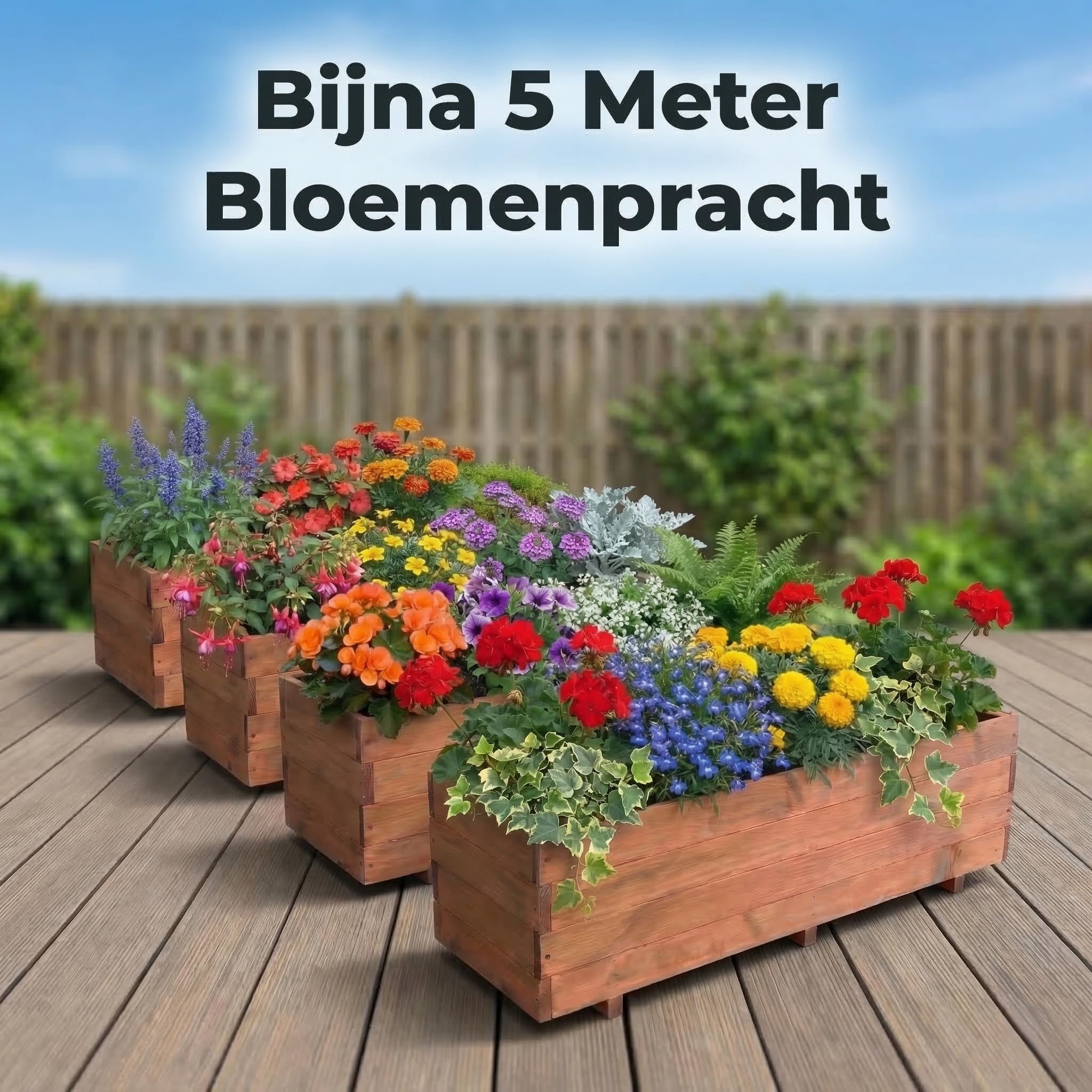 Jardinière en bois d'extérieur grande taille - Set de 4-120 x 40 x 32 cm - Jardinière rectangulaire en bois massif FSC résistant aux intempéries - Jardinière pour jardin, balcon et terrasse - Sac