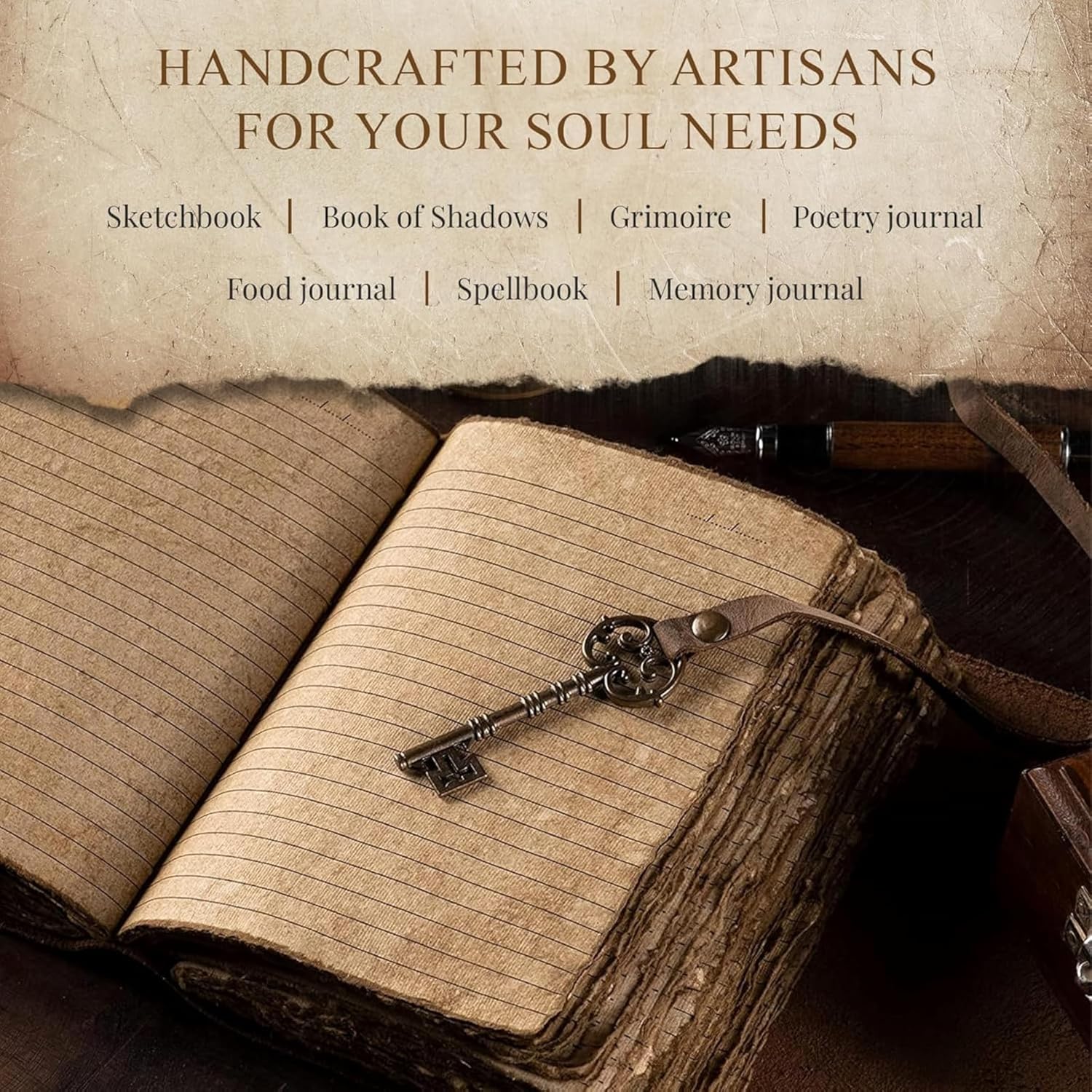NomadCraftsCo. Vintage Leather Journal for Men & Women With Lined Pages and Key–7 in x 5 in Leather Bound Writing Notebook for Journaling, Notes & Sketching