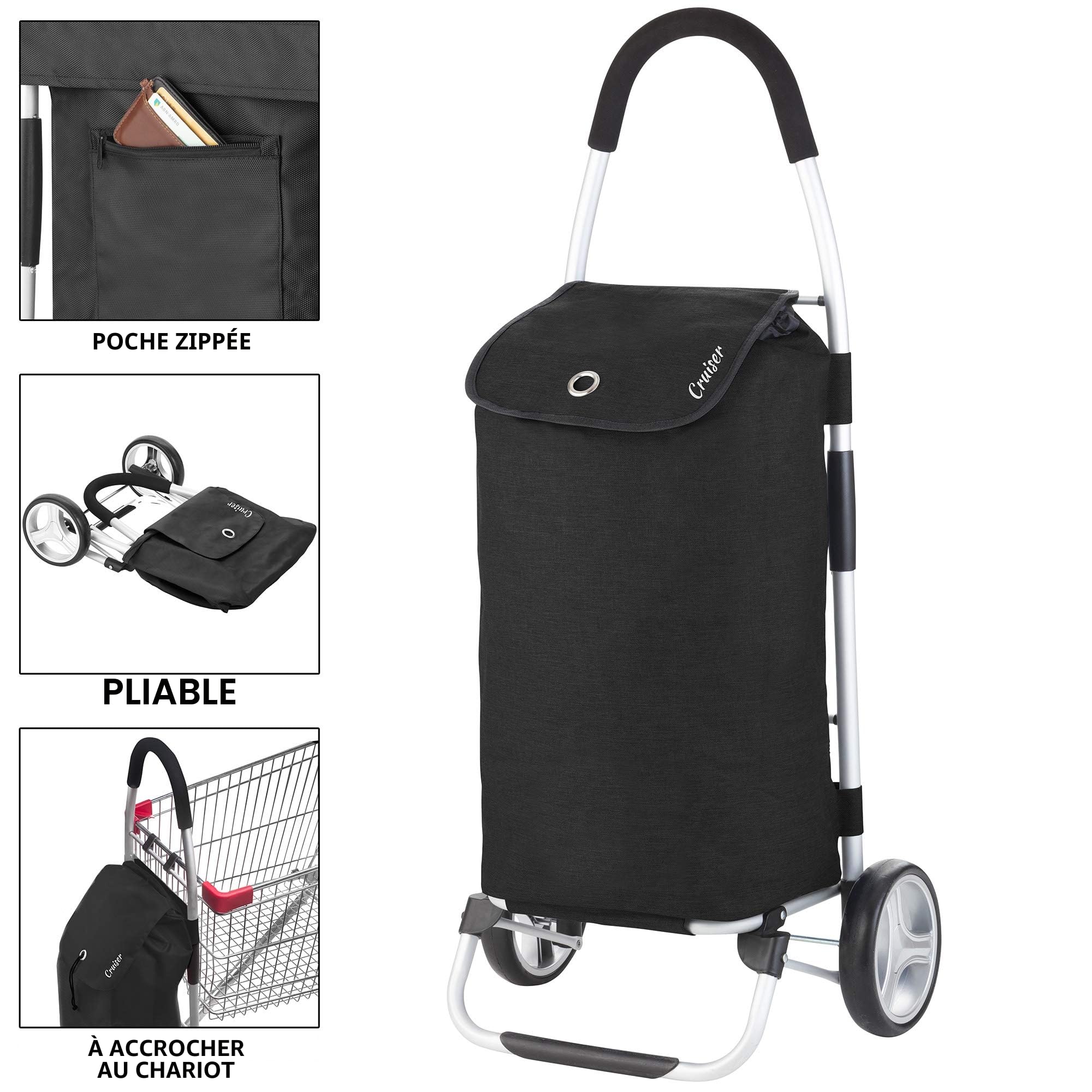 Cruiser Pliable Chariot de Course 45L Caddie à 2 Roues Vert
