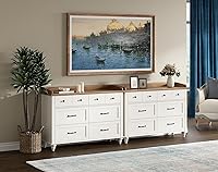 Vista 10 de WAMPAT Soporte de TV de granja para TV de 55 pulgadas, centro de entretenimiento blanco, mesa consola multimedia con gabinete de almacenamiento