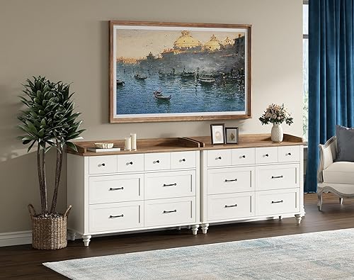 Cómoda para dormitorio con 12 cajones, aparadores grandes para niños con cómoda ancha, organizador de almacenamiento de armario de madera para bebé
