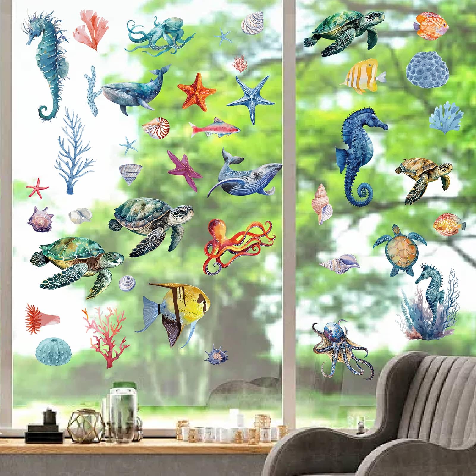 Pegatinas De Animales Marinos Realistas – 50 Piezas De Vinilo Impermeables – Ideal Para Botellas, Bicicletas Y Skateboards