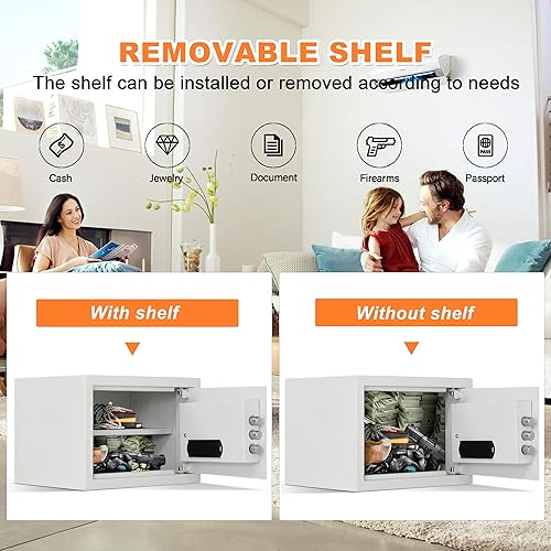 Miniatura 7 de Caja fuerte de lujo segura para el hogar con huella digital y bloqueo de teclado, estante extraíble, alta seguridad para oficina en casa, hotel, 1.0