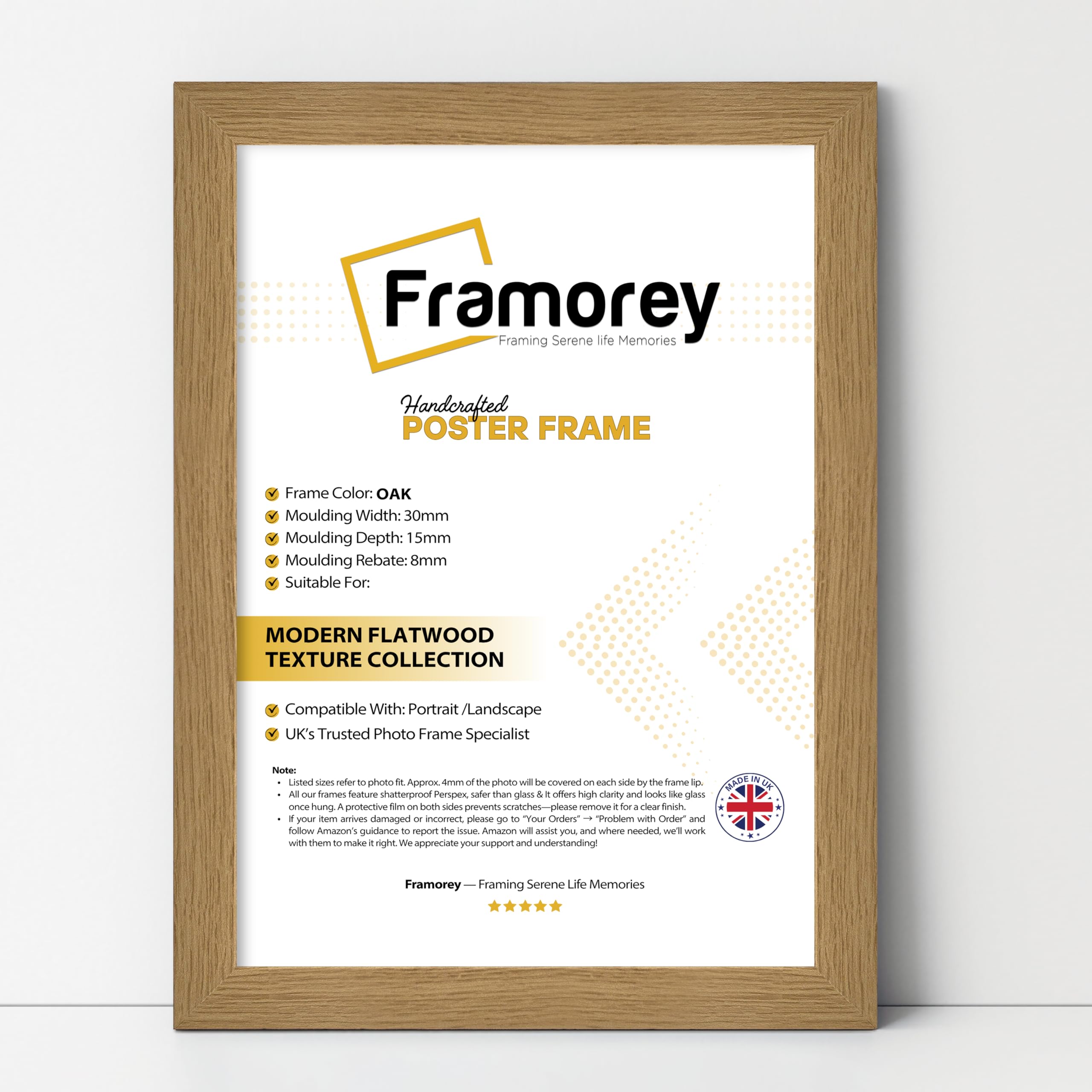 Framorey Modern Oak Flat Picture Frames, 16x7 Inch Size, Collage & Landscape Photo Frames For Wall Decor, Various Sizes