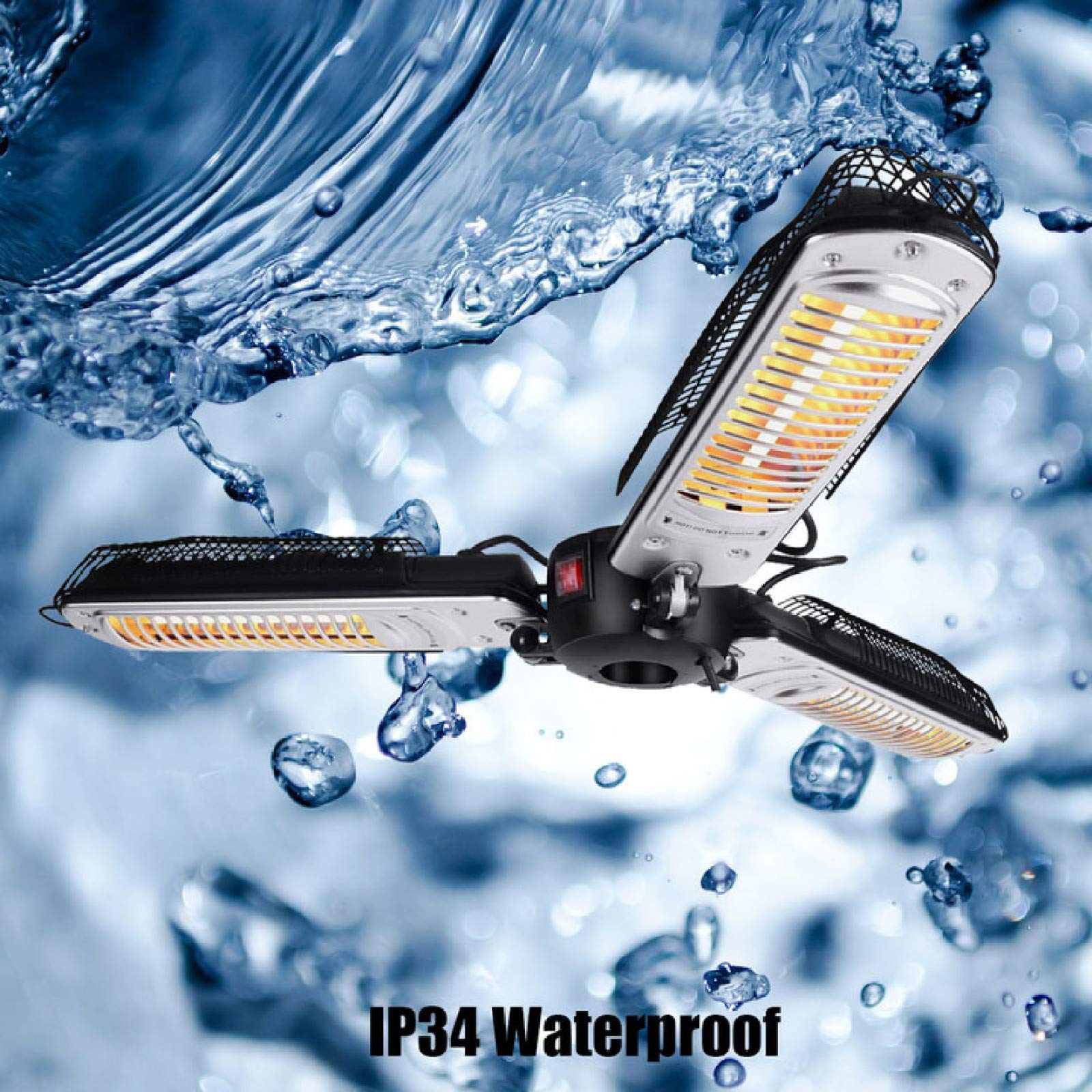 Outdoor Folding Heater, Heater Patio Umbrella Heater 3 Kinds of Heat Regulation 500/1000/1500W P34 Protection Infrared Radiant Heater Fan Heater,Black : Patio, Lawn & Garden
