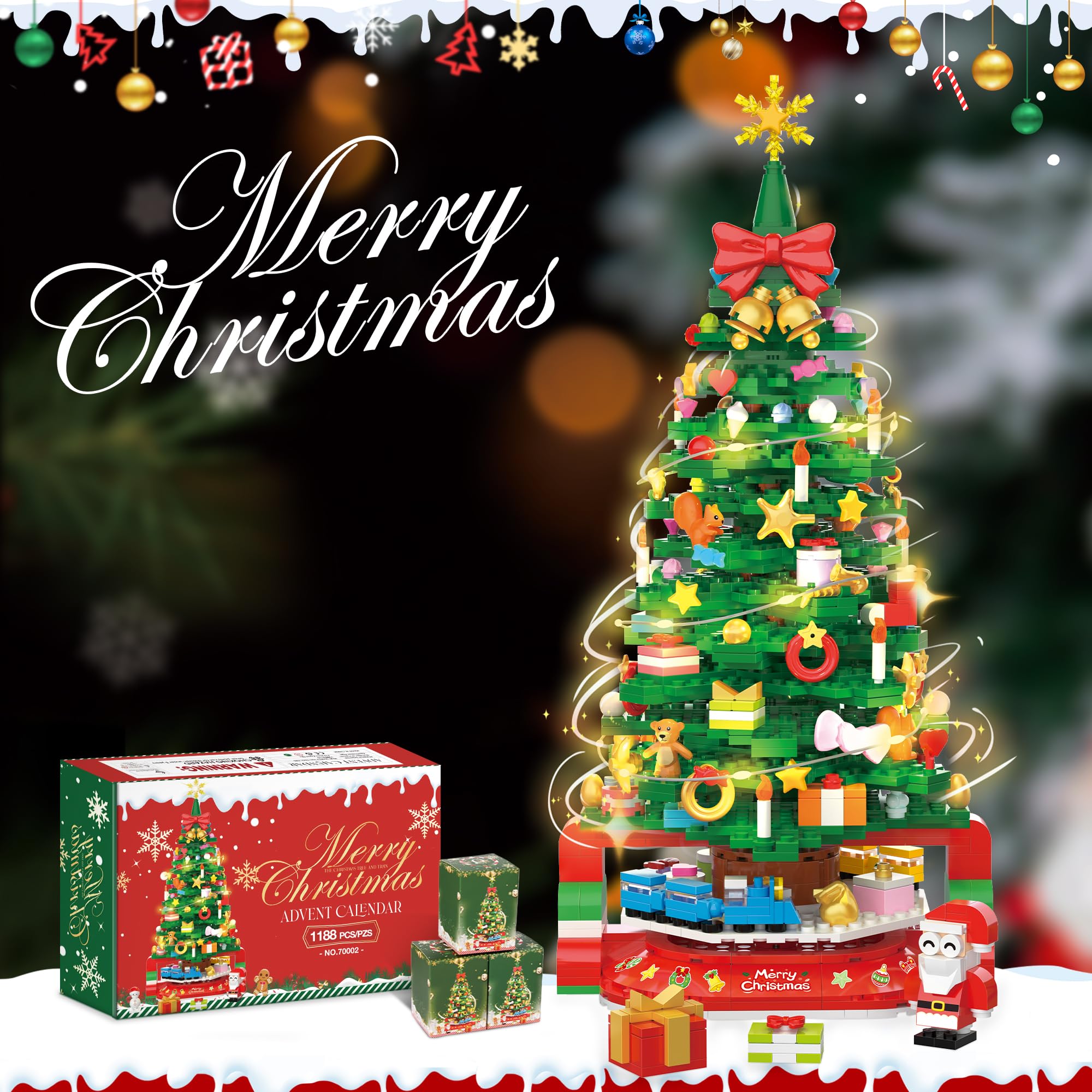 Calendario dell'Avvento con albero di Natale, colore: verde