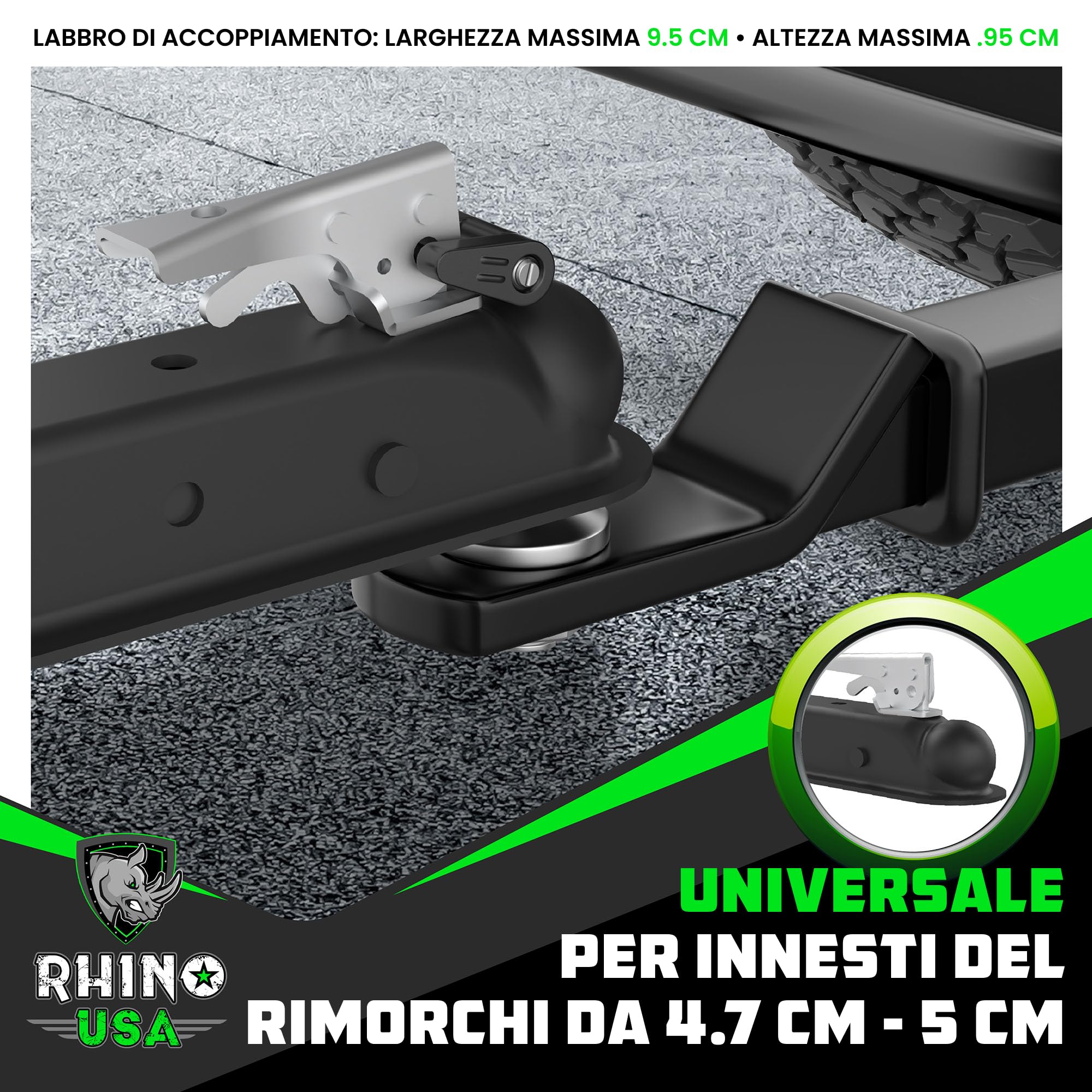 Rhino USA Set di lucchetti per gancio di traino (include accoppiatori da 5 cm e .63 cm), serrature antifurto per carichi pesanti per barche, camper, roulotte e altro ancora