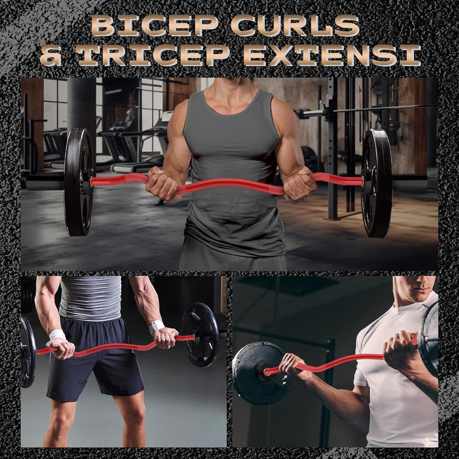 Olympic EZ Curl Barbell Bar, 47" EZ Curl Bar for Weight Lifting, Biceps, Triceps, Back/Leg Muscle Group Exercise,Chrome Curling Bar for 2 Inch Weight Plates,With 2 Spring Collars