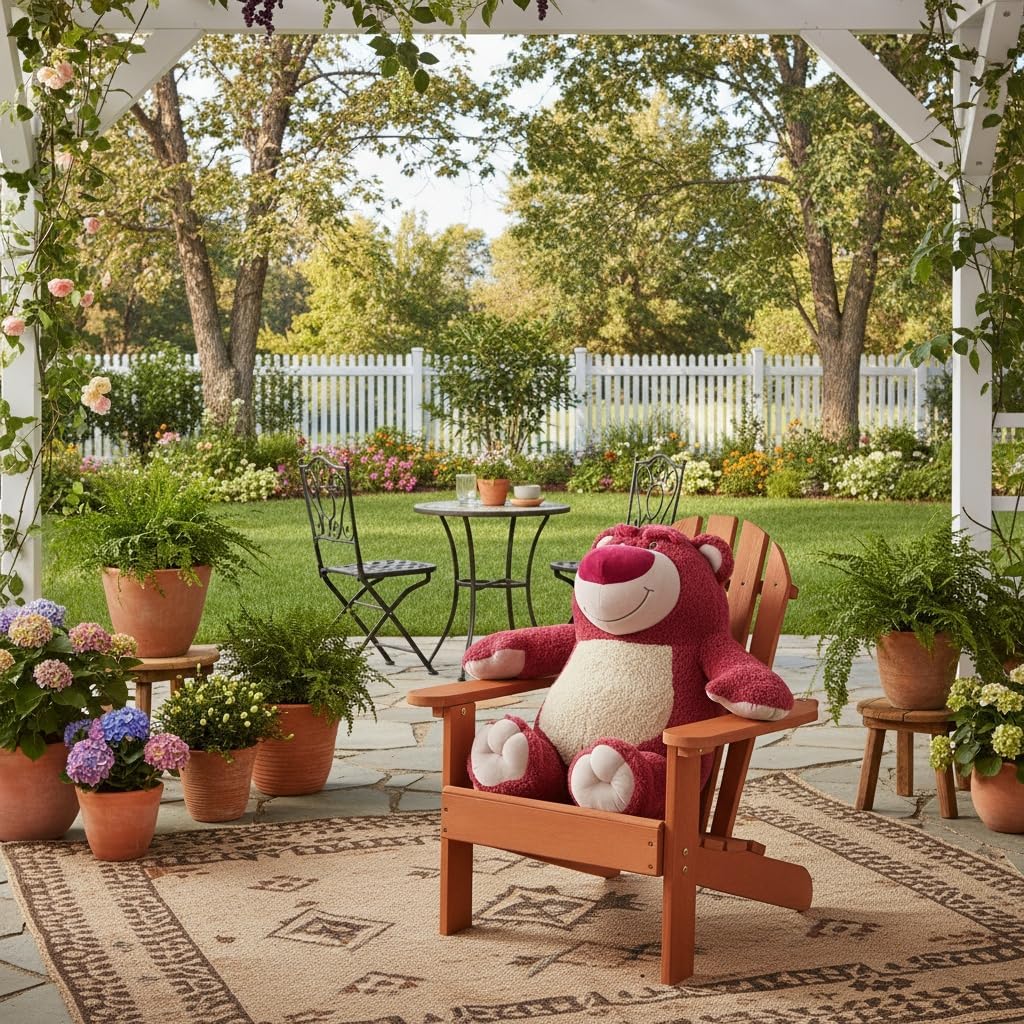 Adirondack Style Solid Wood Construction Outdoor Garden Chair in Red, No Cushions Included, Durable and Sturdy Furniture for Patio and Lawn Use