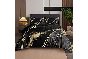 Tailor Shop Microfiber Black and Gold Comforter Set Queen Size