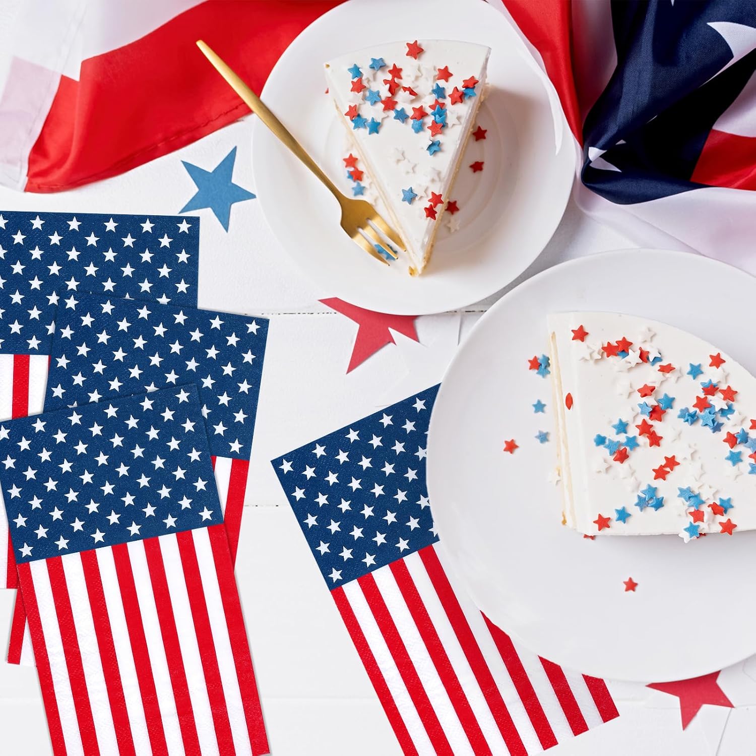 Whaline 80 Pcs Patriotic Guest Napkins American Flag Disposable Paper Napkin 4th of July Party Dinner Hand Napkin Towel for 250th Anniversary Independence Memorial Day Birthday Supplies Table Decor
