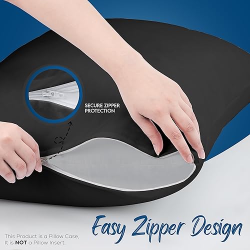 Miniatura 4 de Utopia Bedding Protector de almohada impermeable con cremallera (paquete de 4) negro estándar - Funda de almohada a prueba de chinches de 20 x 26