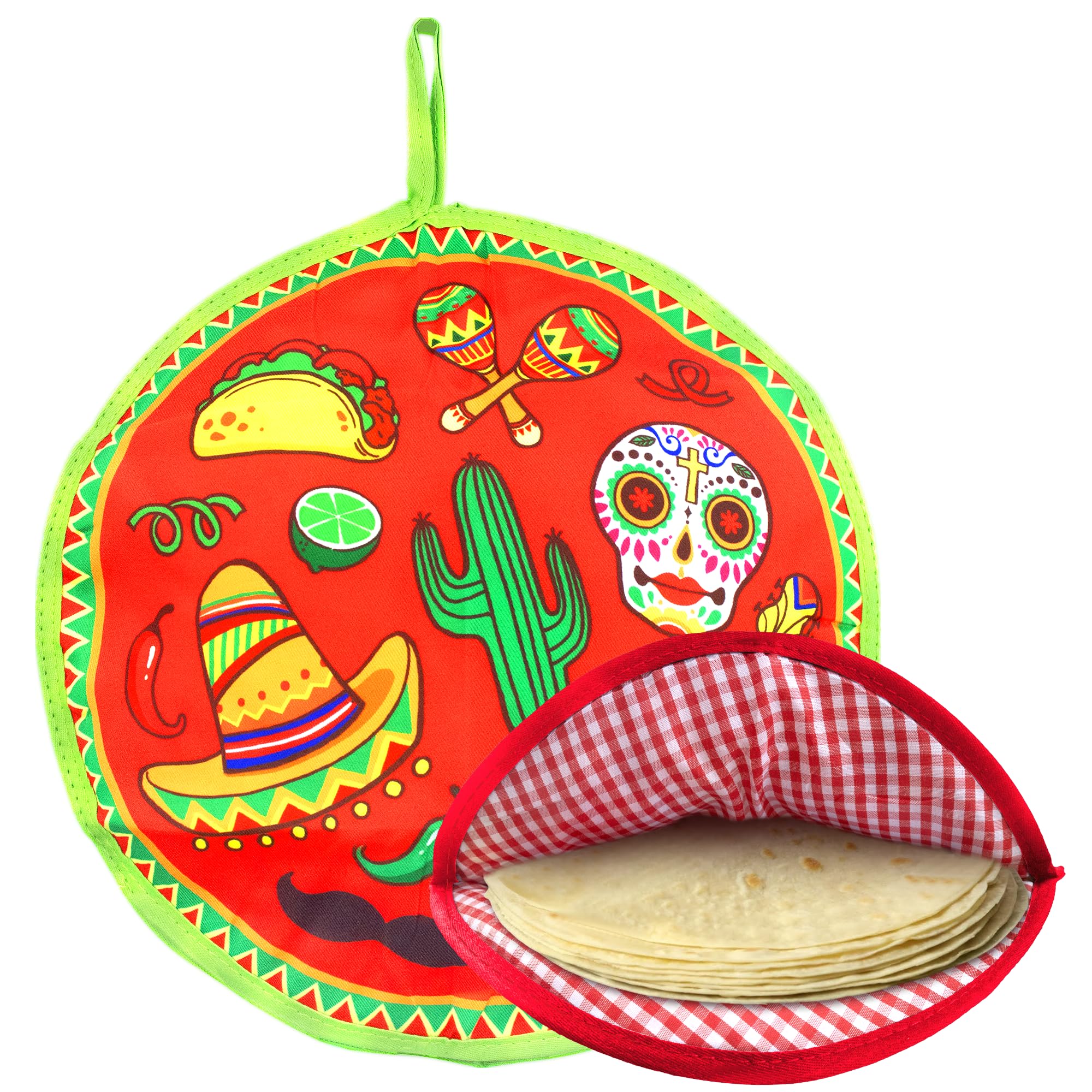 ZKOO 12" Tortilla Warmer Pouch, Insulated Tortillas Pouch for Tortillas, Tacos, Naan, Pizza Rolls, Microwavable Fabric Bag, Tortilla Warmer Keeps Food