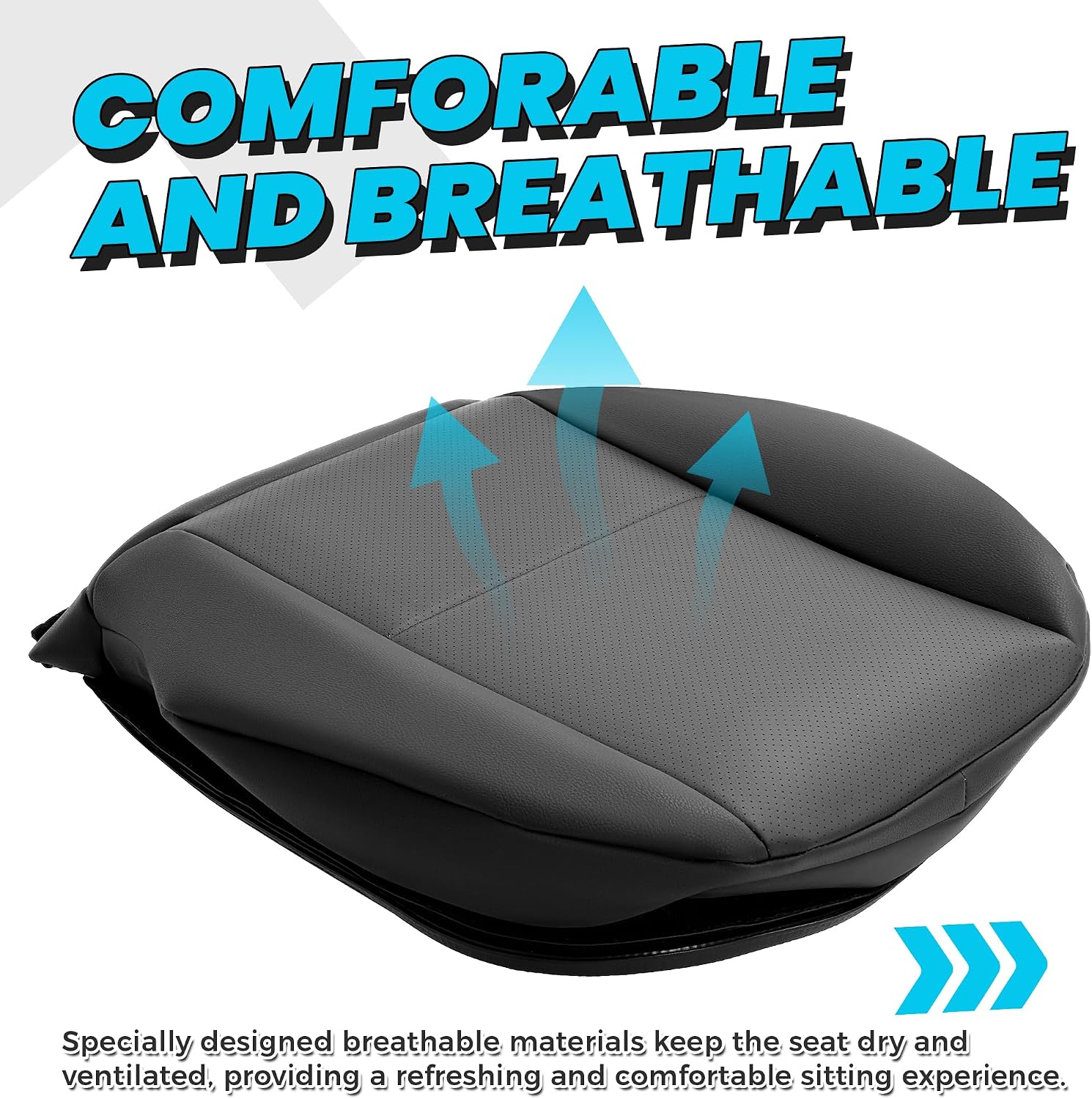 HECASA Front Driver Side Bottom Seat Cover Compatible with 2008-2014 Mercedes Benz C250 C300 C350 Leather Bottom Cover Replacement Black W/O Heating Wire