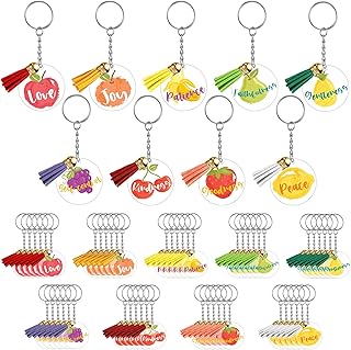 Fumete 45 Pcs Employee Appreciation Gift Keychains Acrylic Fruits of the Spirit Pun Key Rings Thank You Bible Keychain