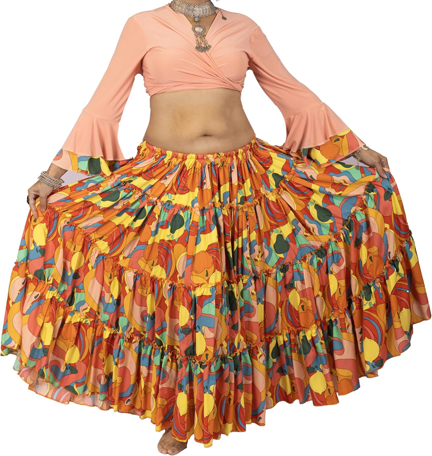 Miss Belly Dance 25 Yard Patterned Skirt for Women, Festival, Folklore, Tribal Fusion, ATS Wear