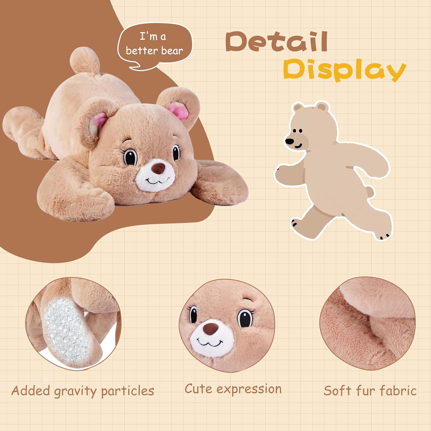 5 LB Weighted Stuffed Animal Teddy Bear for Kids,Adults,24.5" Plush Toy Soft Cuddly Gift for Birthday, Christmas, Boys, Girls, Teens