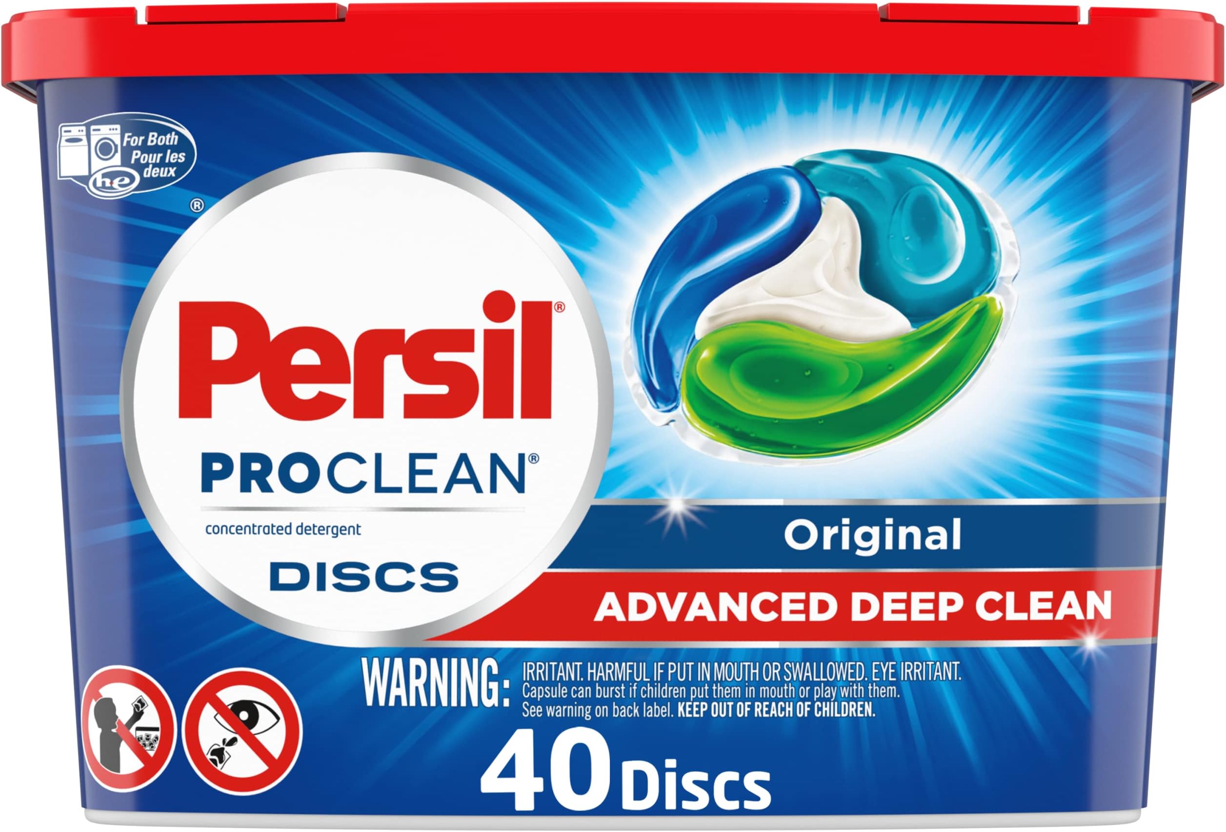 Persil ProClean Discs Laundry Detergent, Original, 40 Count