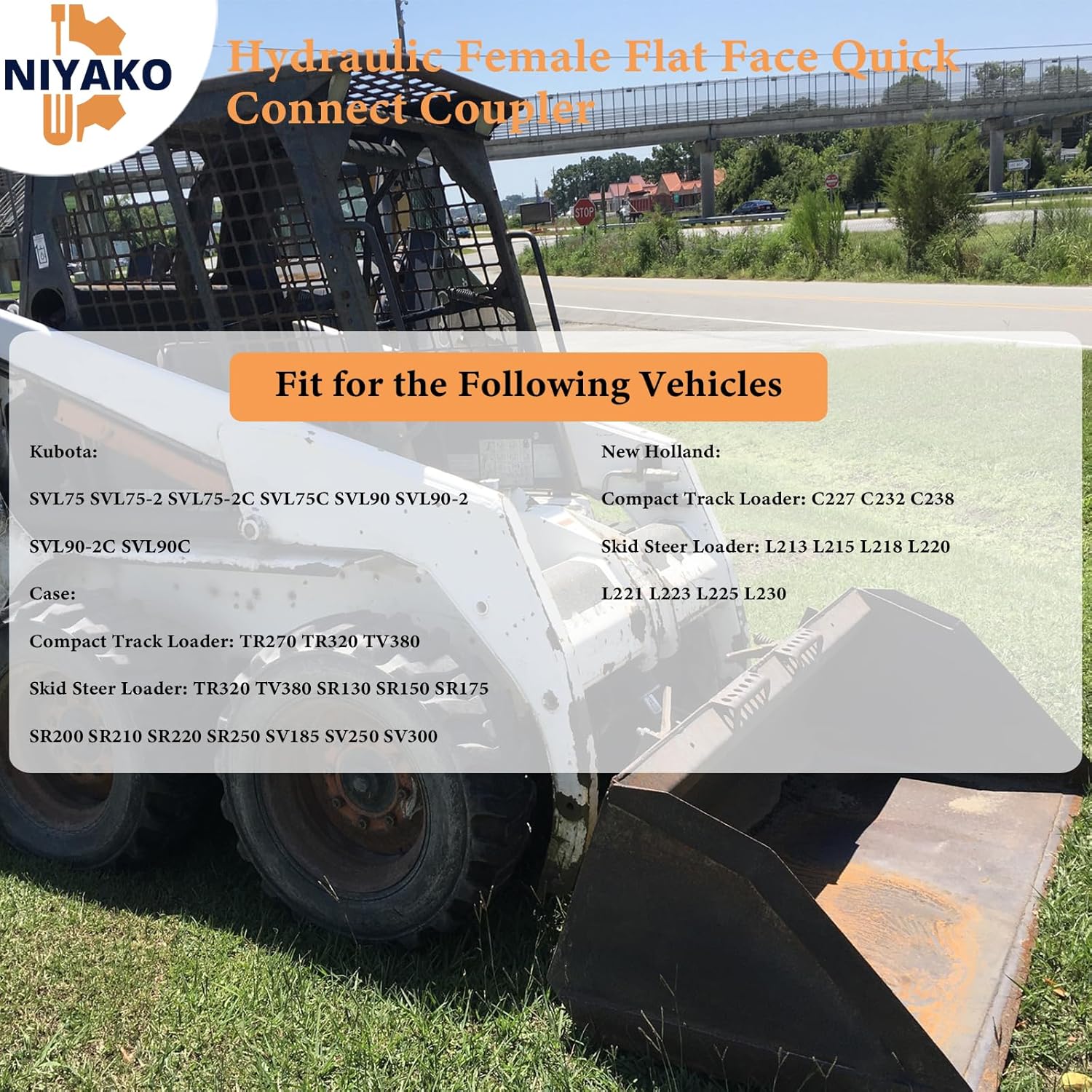 46mm Hydraulic Female Flat Face Quick Connect Coupler Replacement# 6680018 V0511-77150 84390118 Fit Kubota SVL75 Bobcat 753 763 773 S130 S150 S160 S175 S185 S205 S330