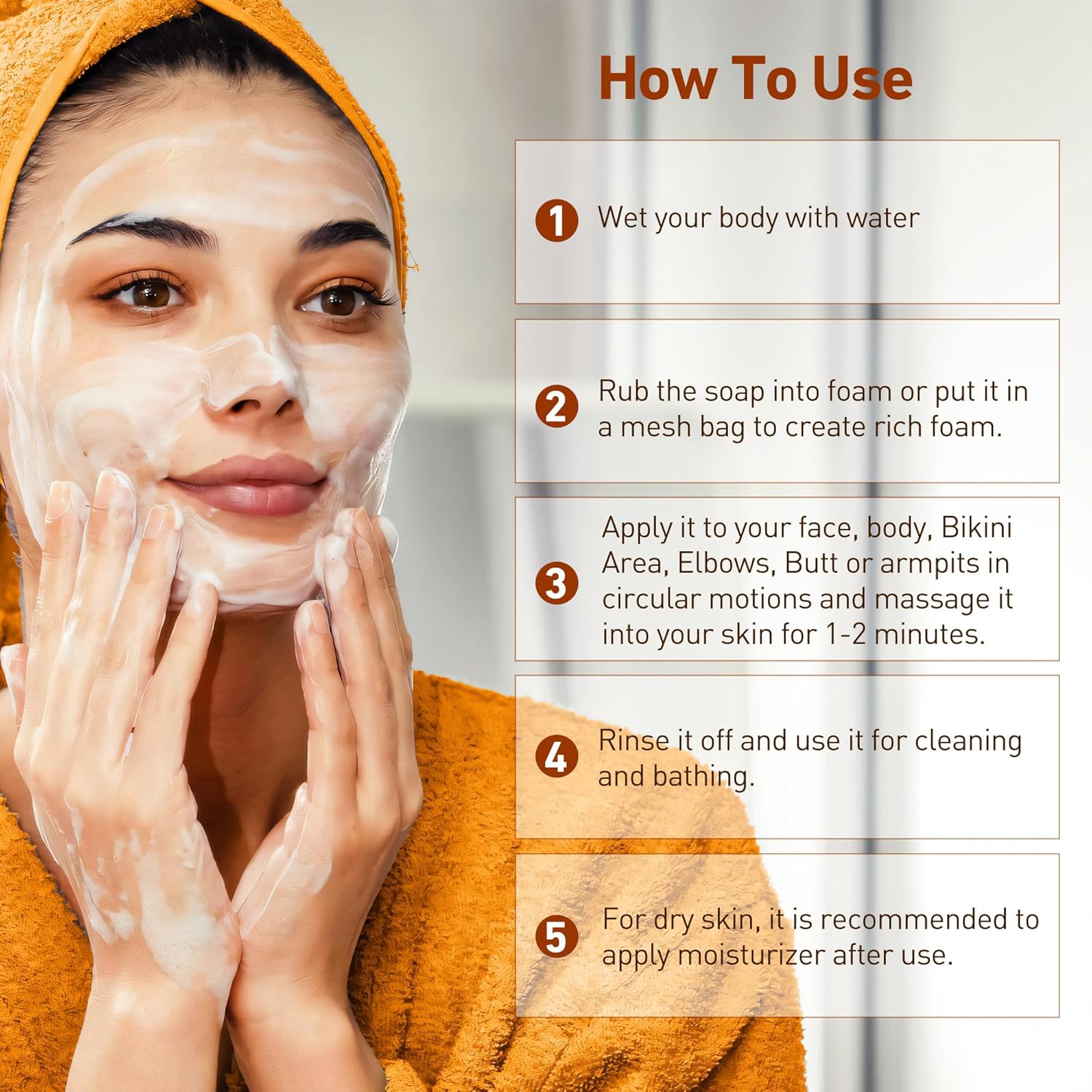 Papaya Lemon Soap for Exfoliating, Natural Bar Soap for women Men with Papaya, Lemon, Coconut Oil, Shea Butter, Organic plant, Cruelty-Free, Cleanses & Smooths, 2 Bars, Blue Bubble Net - Image 7