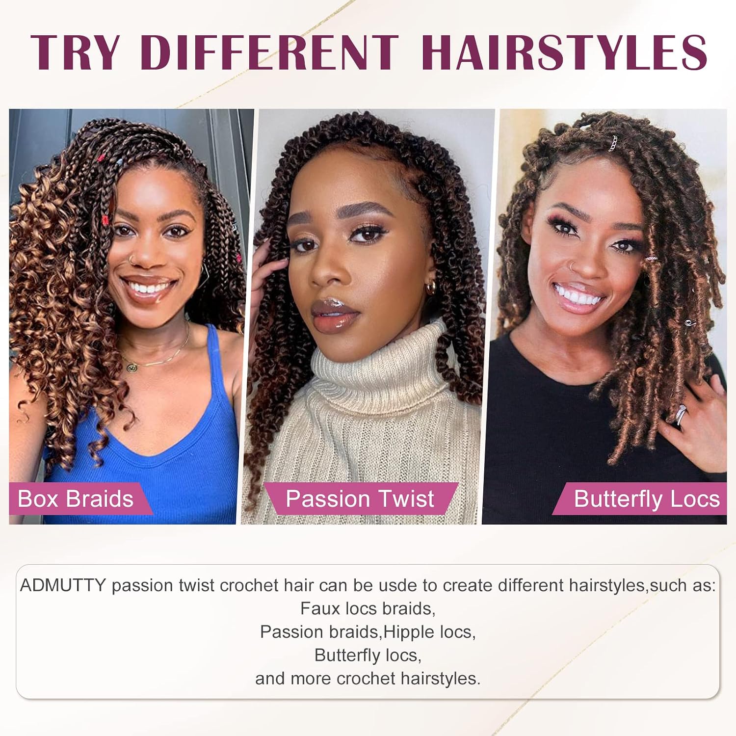 Passion Twist Crochet Hair, Pretwisted Passion Crochet Hair 10 Inch, Passion Twist Crochet Hair 8 Packs Prelooped Passion Twist Hair, Short Pre Looped Crochet Hair for Black Women(1B/30)