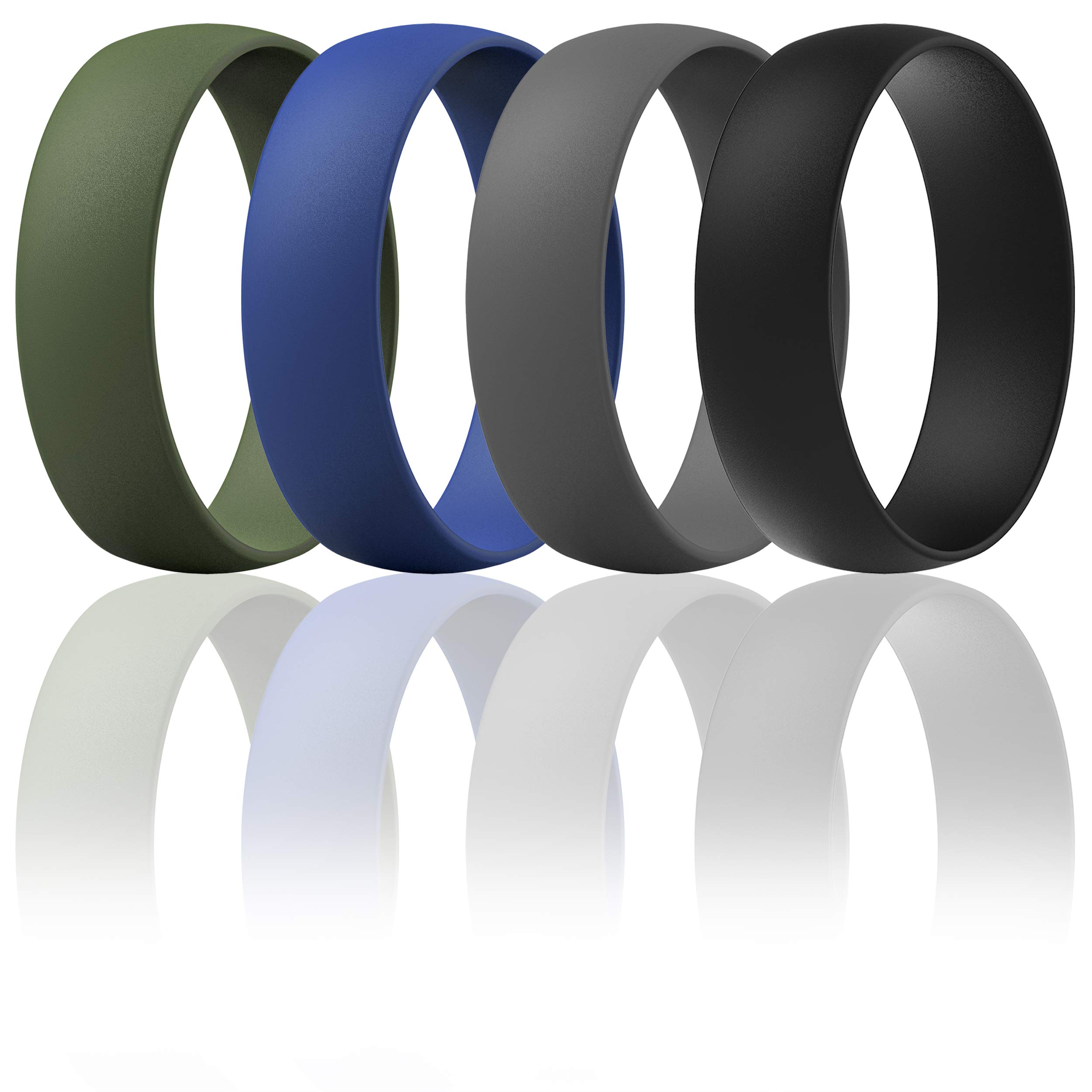 ThunderFit Silicone Wedding Rings Unisex, Rubber Engagement Bands 6.3mm Wide 1.65mm Thick - 1/2/3/4/5/6/7 Variety Multipack