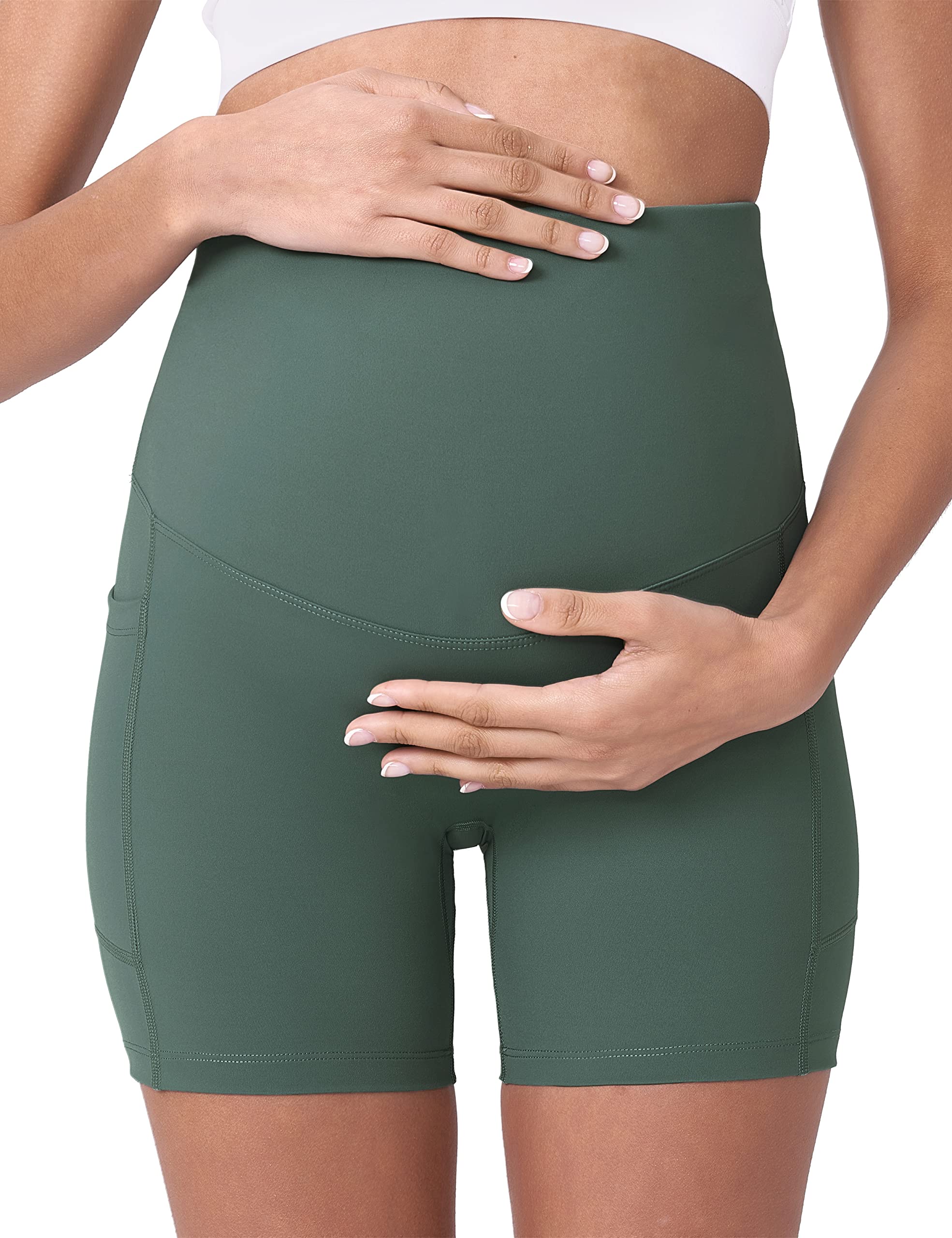 POSHDIVAH Short de Yoga de maternité pour Femme avec Poches 12,7 cm/20,3 cm