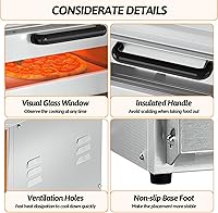 Vista 5 de ZXMT Horno de pizza comercial Horno eléctrico de doble capa para pizza de 16 pulgadas con piedra de pizza multiusos, tostadora para hornear