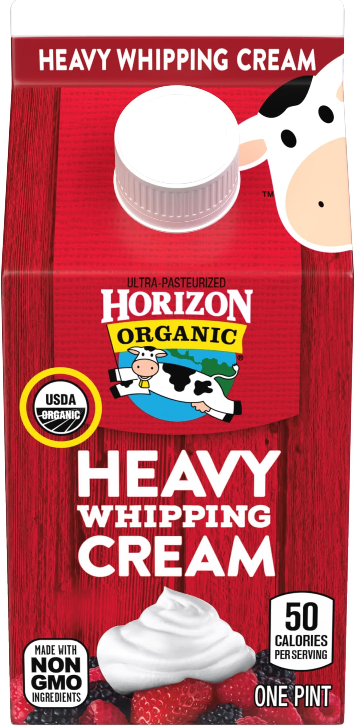Horizon Organic Heavy Whipping Cream, Great for Making Organic Whipped Cream Topping and Cold Foam for Coffee, 16 fl oz Pint Carton​