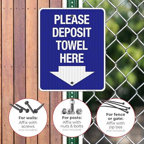 Miniatura 20 de Please Deposit Towel Here with Downward Arrow Sign, 12x18 Inches, 3M EGP Reflective .063 Aluminum, Fade Resistant, Made in USA