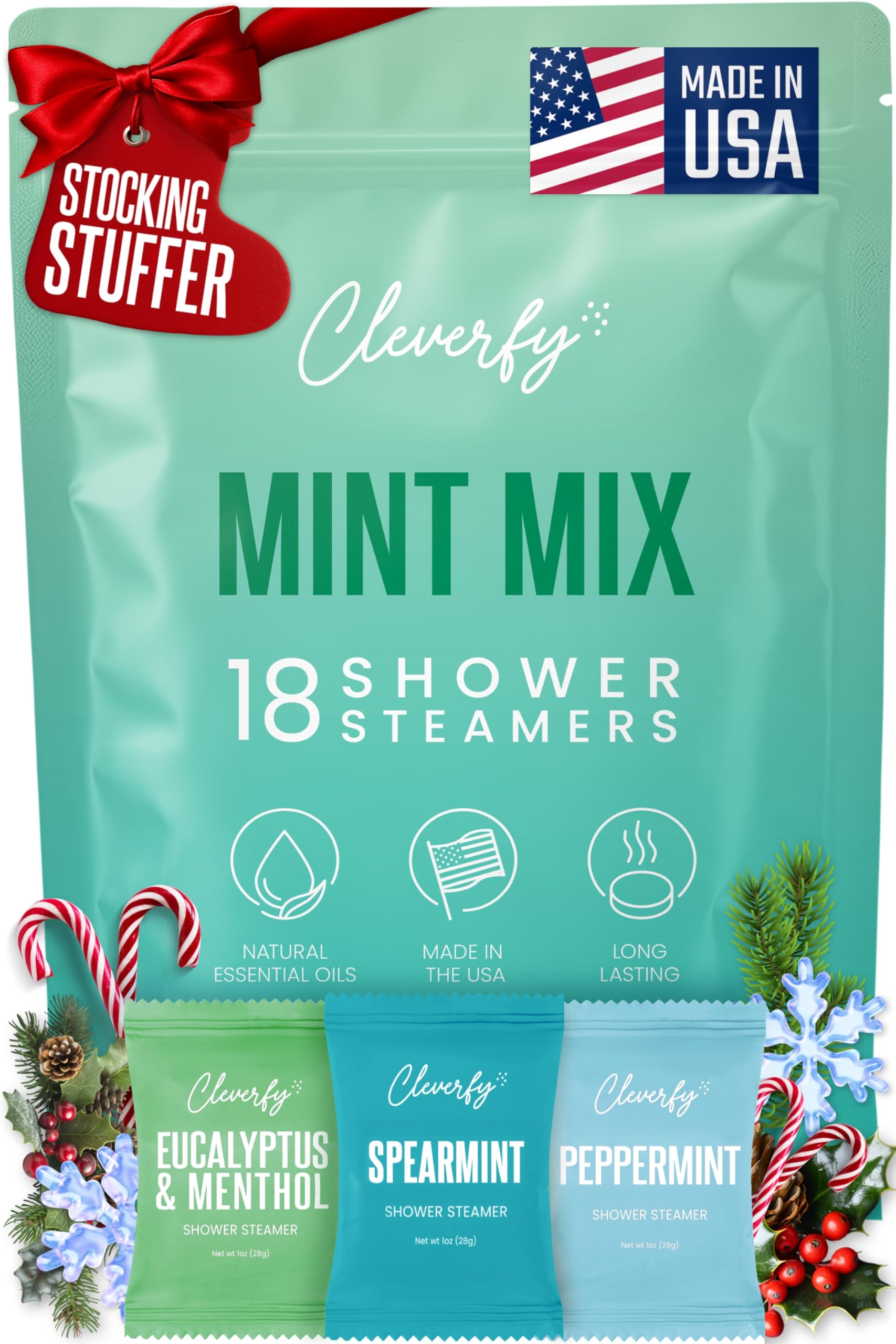 Cleverfy Eucalyptus for Shower Steamers Aromatherapy – Stocking Stuffers for Teen Girls, Women and Wife – Christmas Gifts for Teens and Women – White Elephant Gifts for Adults – 18 Tablets
