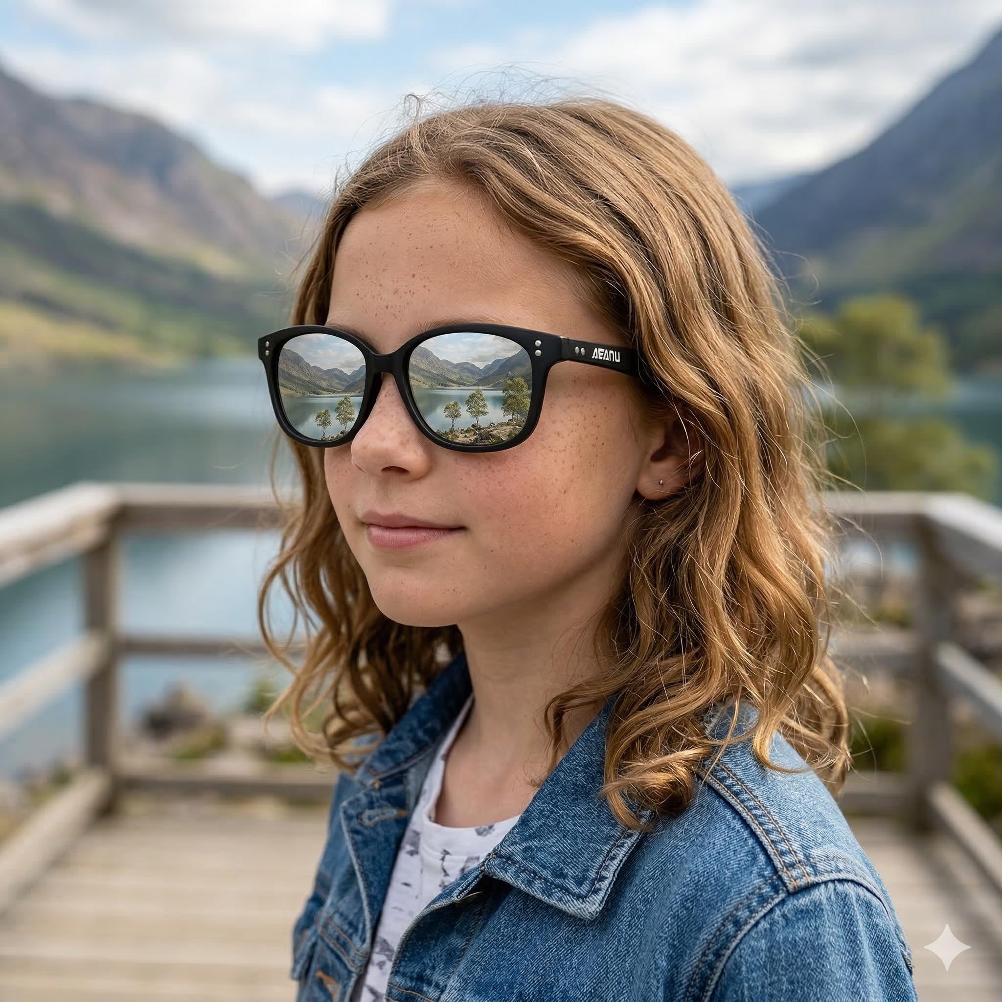 Polarisierte Sonnenbrillen für Teenager, UV400, verspiegelte Gläser, matter Rahmen für kleine Gesichter, Fahren und Outdoor, 2 Stück