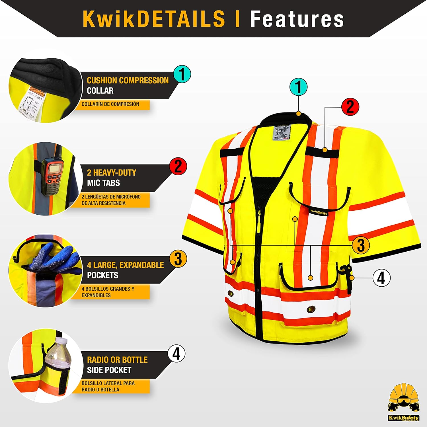 KwikSafety - Charlotte, NC - GODFATHER Safety Vest [CUSHIONED COLLAR + TABLET POCKET] ANSI OSHA
