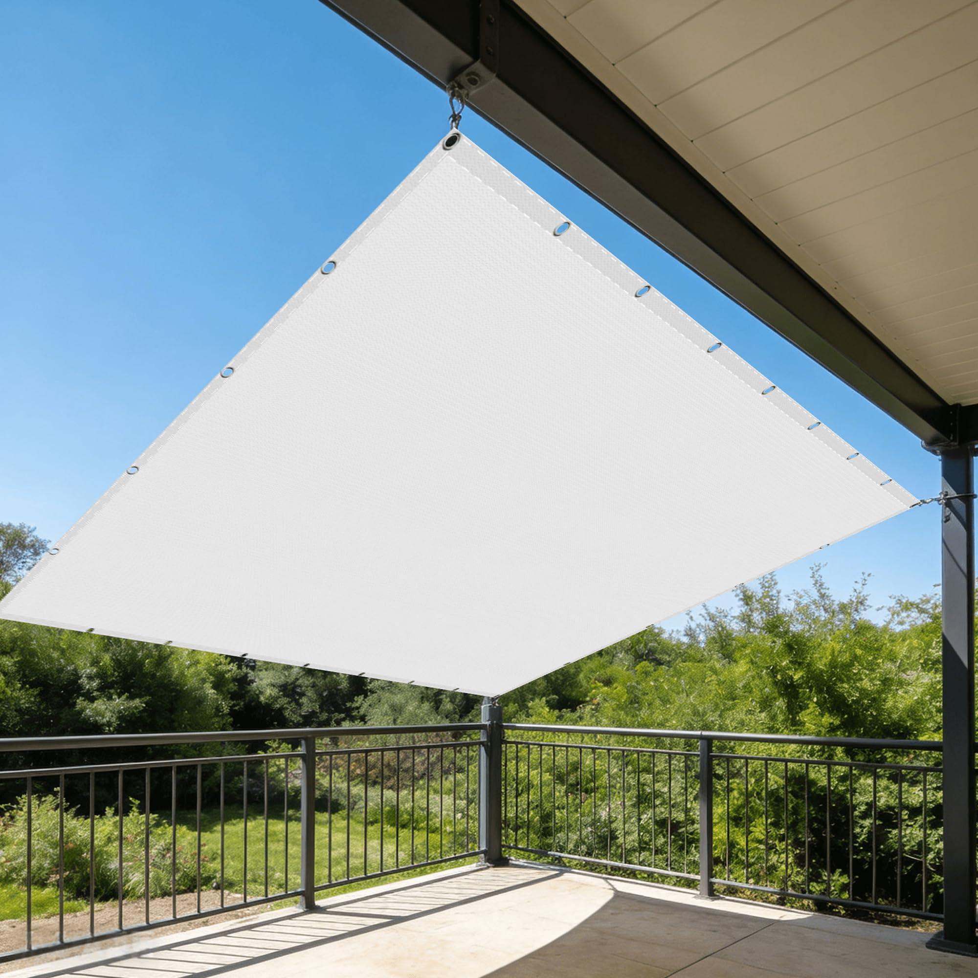 Voile d'ombrage de jardin blanc 3,5 x 4 m pour ombrager un salon de terrasse