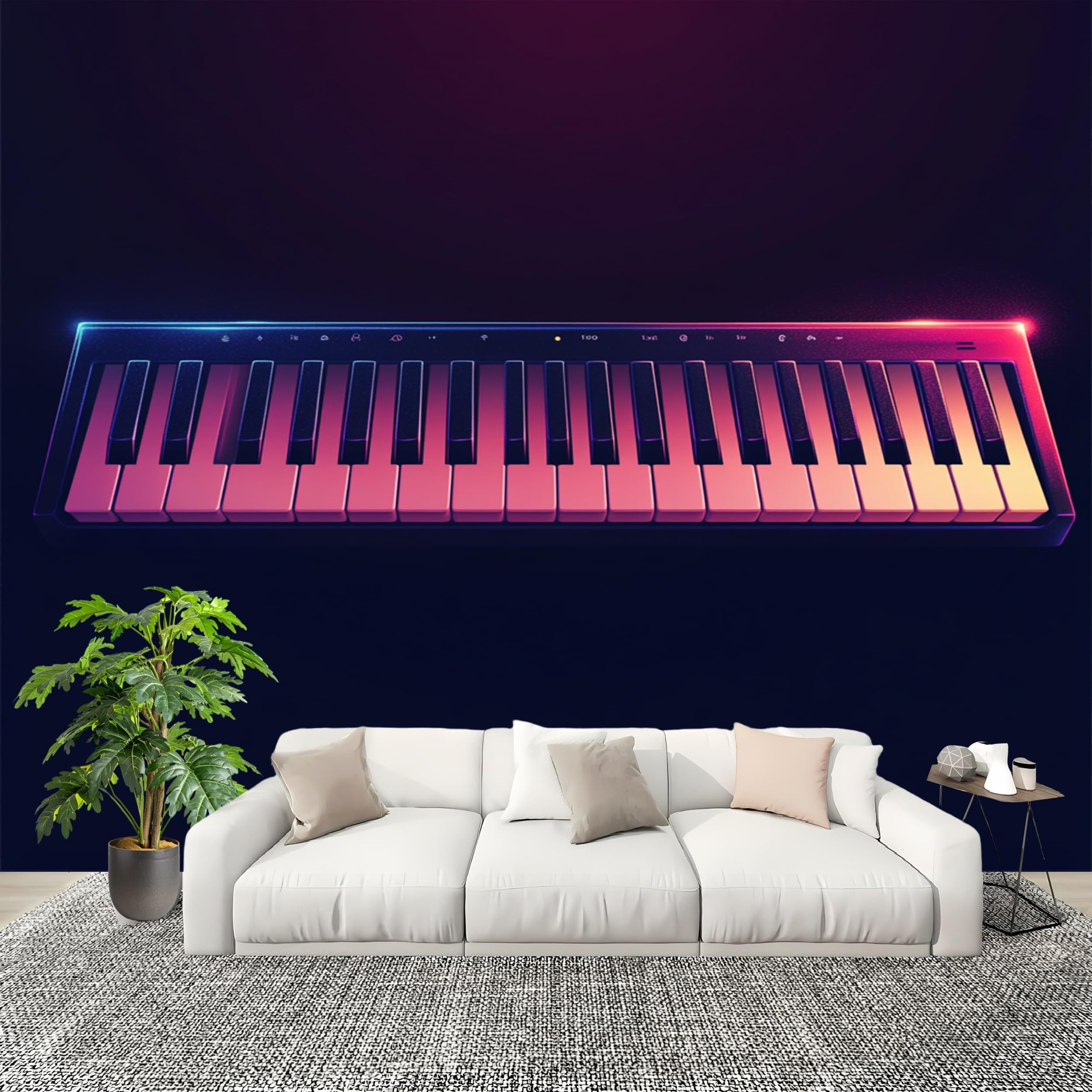 Papier peint intissé piano violet idéal pour sublimer une chambre enfant