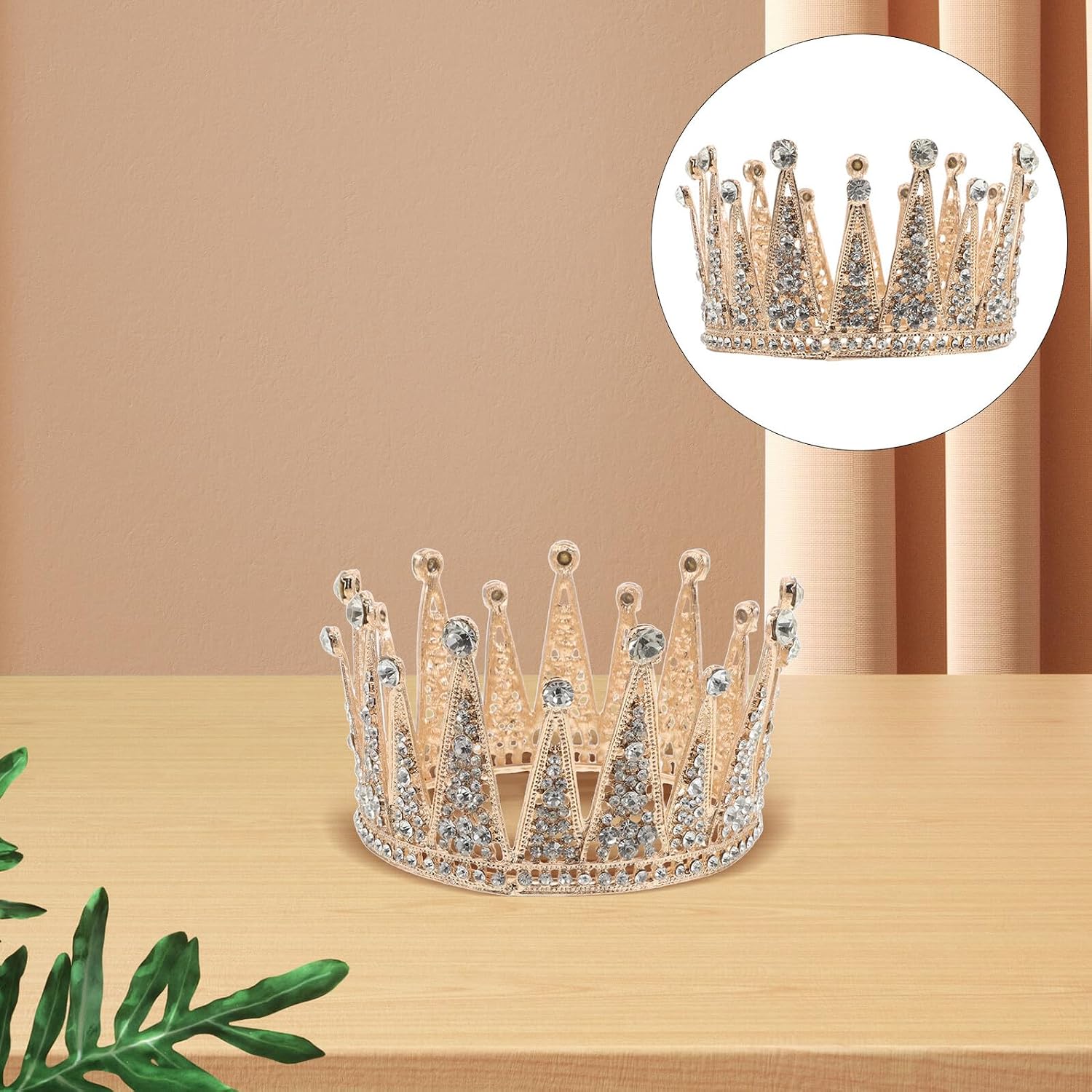 Wedding Crown Headpiece for Bride, Complete round Rhinestone Princess Tiara, Crystal Bridal Hair Crown for Birthday and Special Occasions