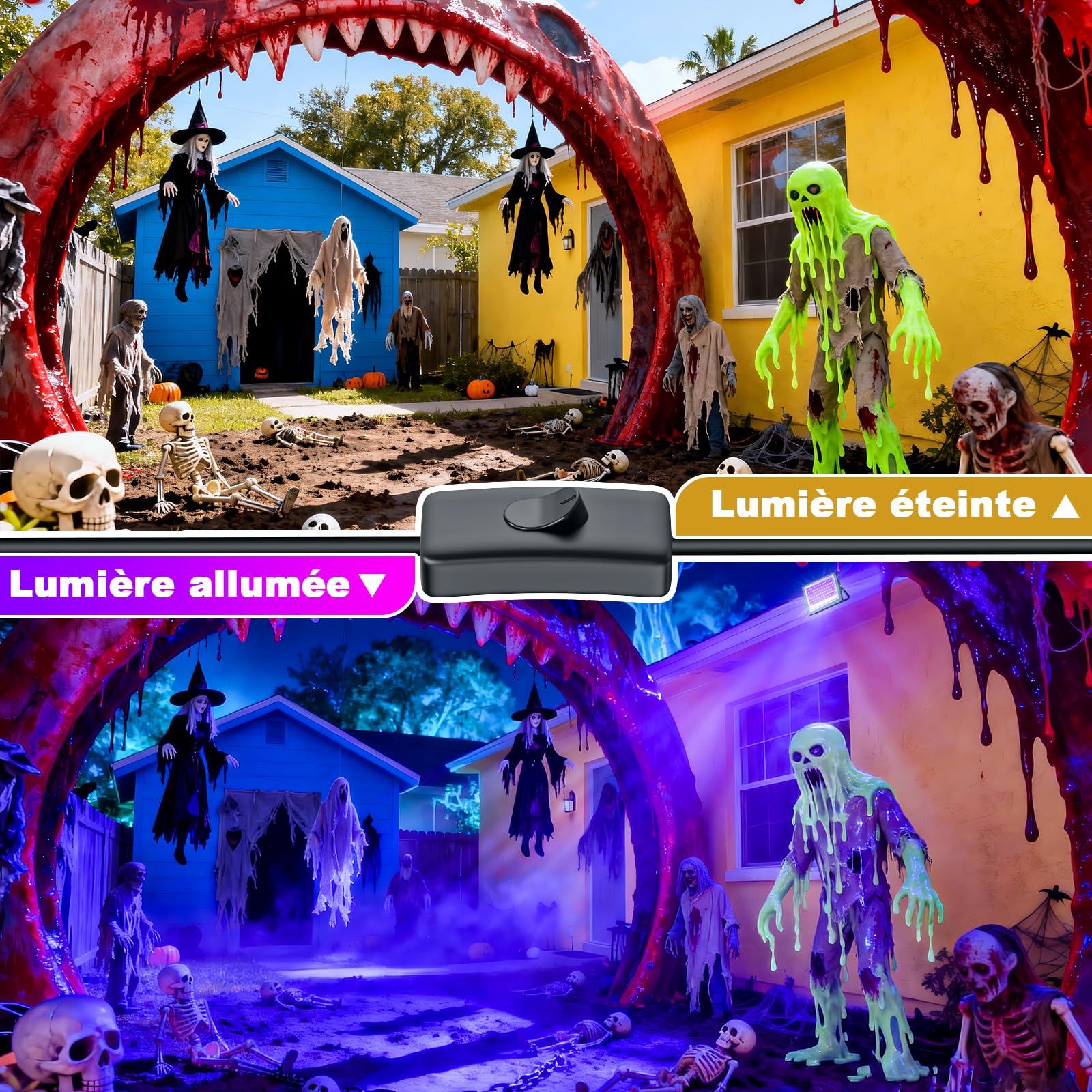 CREATESTAR 50W LED Lumière Noire,Luminaire UV Puissant 400 nm, Etanche IP66 peut être utilisé pour les Soirées à la Lumière Noire, les Affiches Fluorescentes