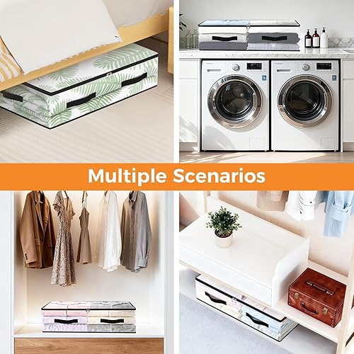 Miniatura 7 de Paquete de 6 bolsas de almacenamiento para debajo de la cama, contenedores de almacenamiento transparentes plegables de 60 litros con asas,