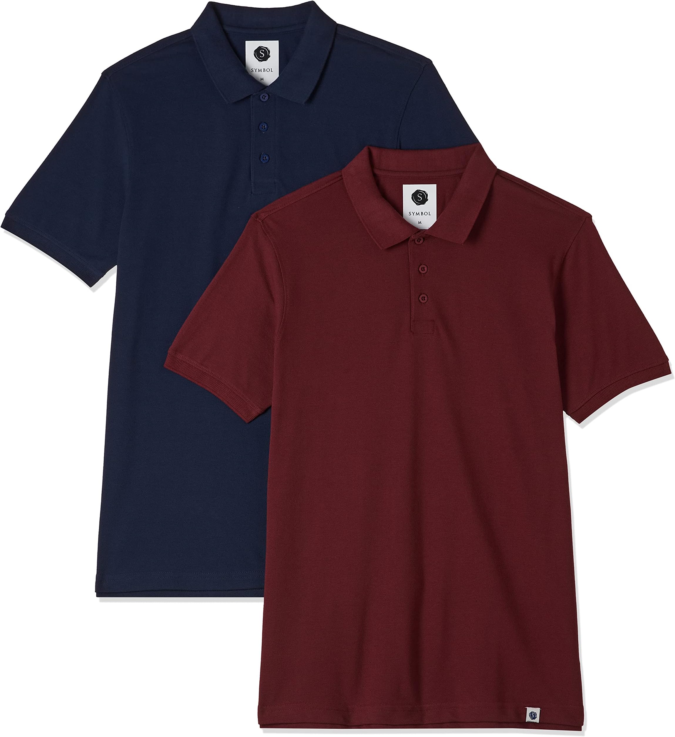 Amazon Brand - SymbolMen's Solid Regular Fit Half Sleeve Polo (Combo Pack of 2)
