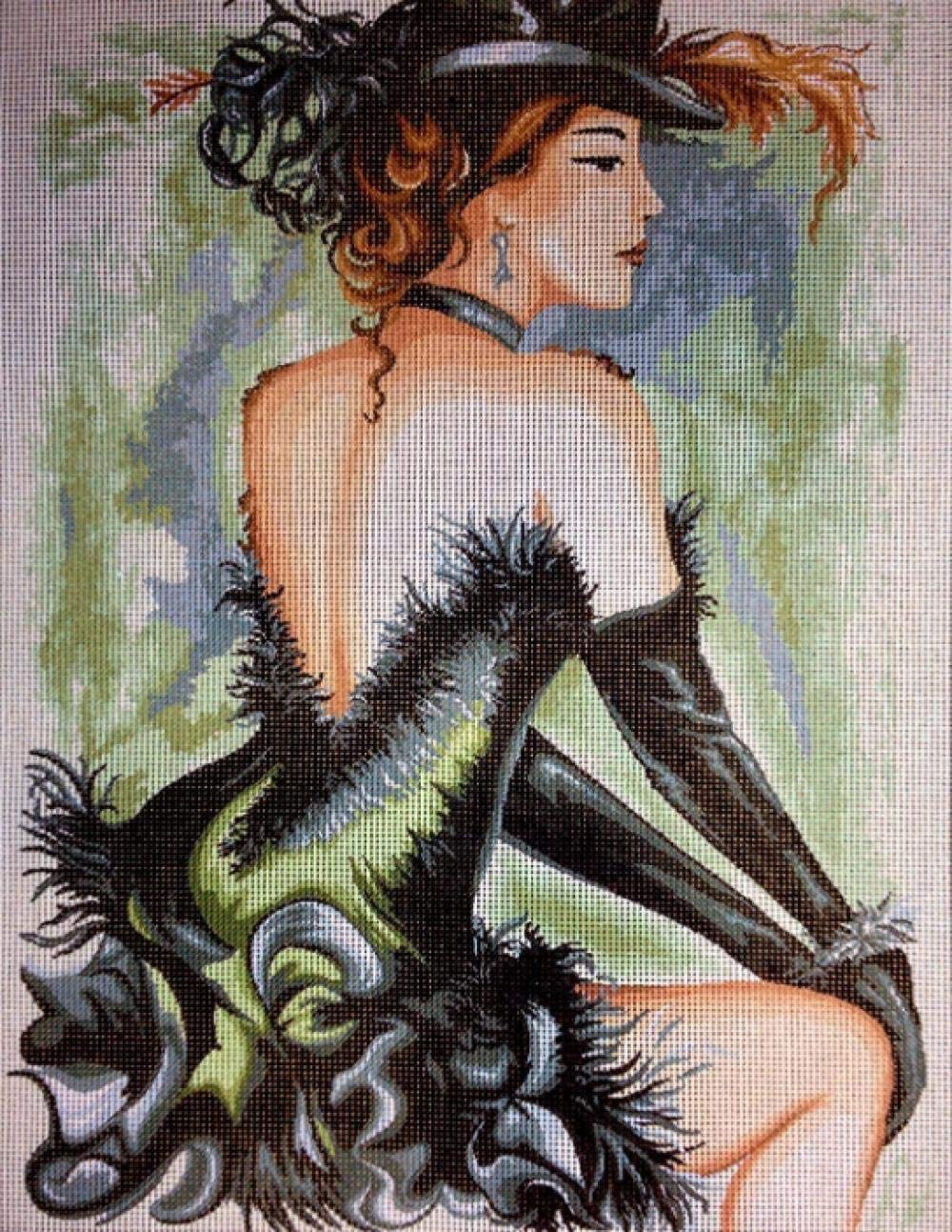 Tapisserie point de croix Mme Black Rose 5D | Kit de broderie coton haute densité