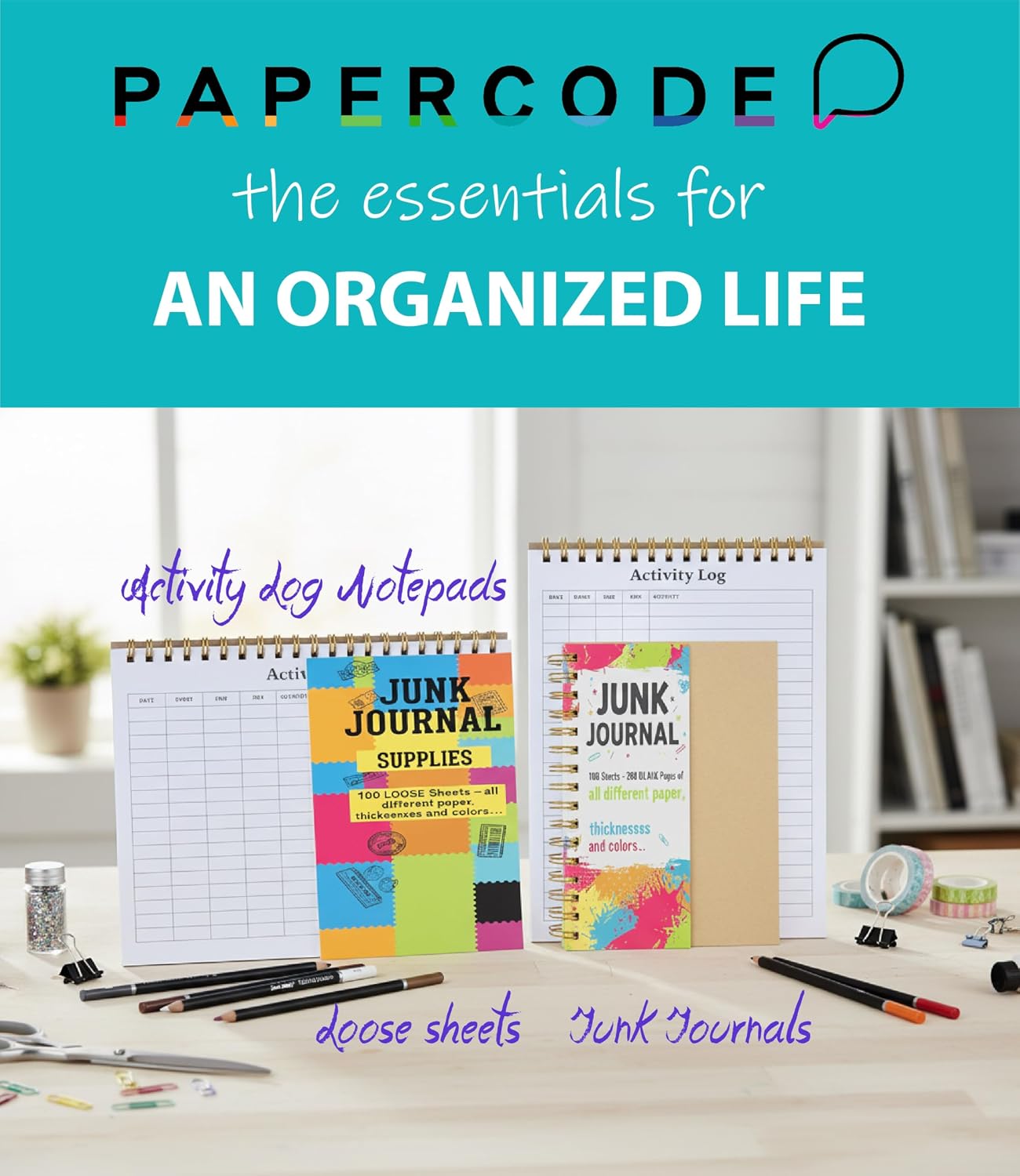 4 Pack Activity Log Notepad - 8.5‘’x11‘’ Daily Log Book Landscape Letter Size with Time Tracking Column, 60 Sheets Each, Gold Metal Spiral, Greyboard Backing, Work Task Office Employee Record Planner