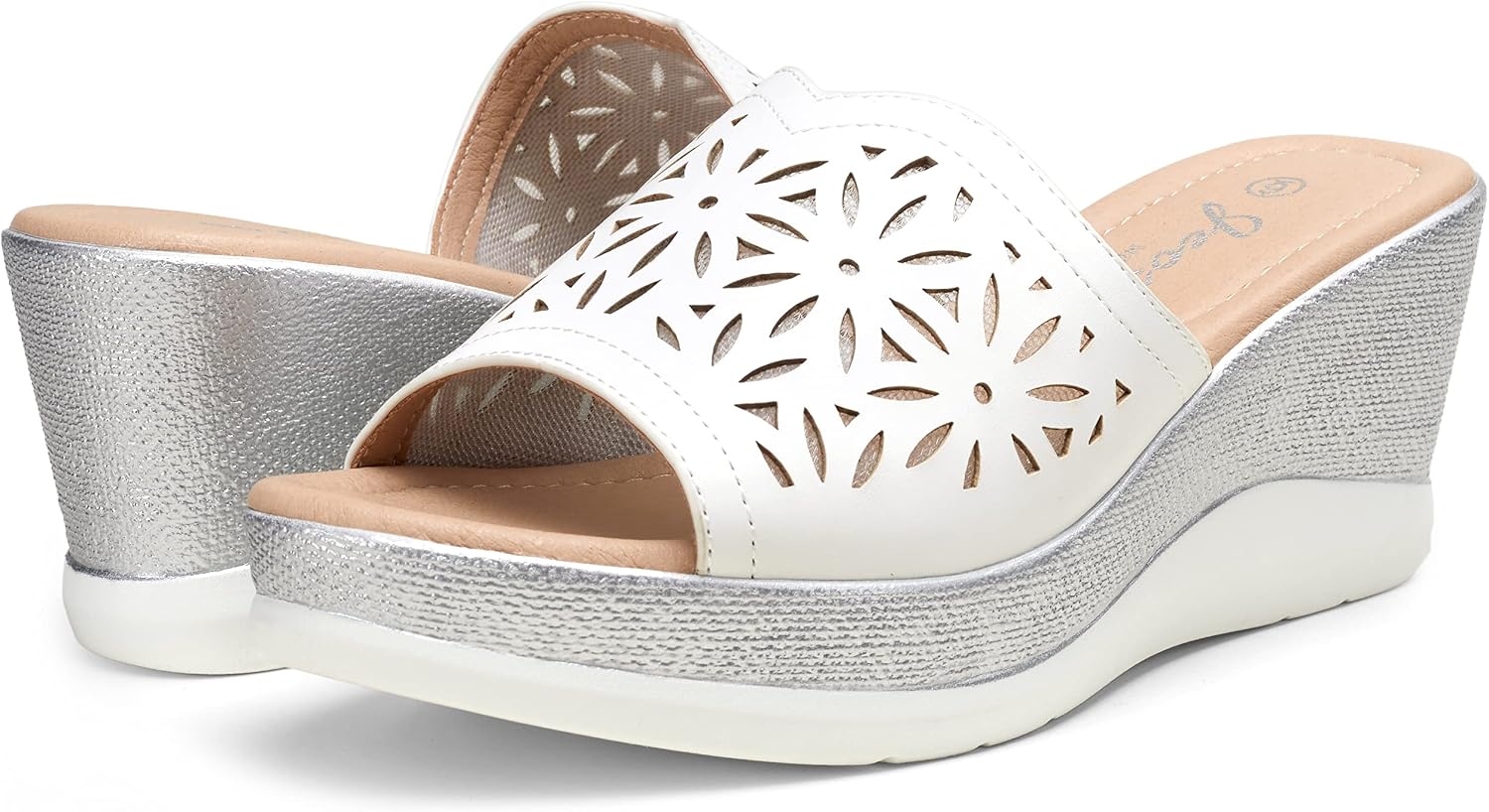 Jeossy Women's Sandals Platform Peep Toe Wedge High Heel Slip On Shoes