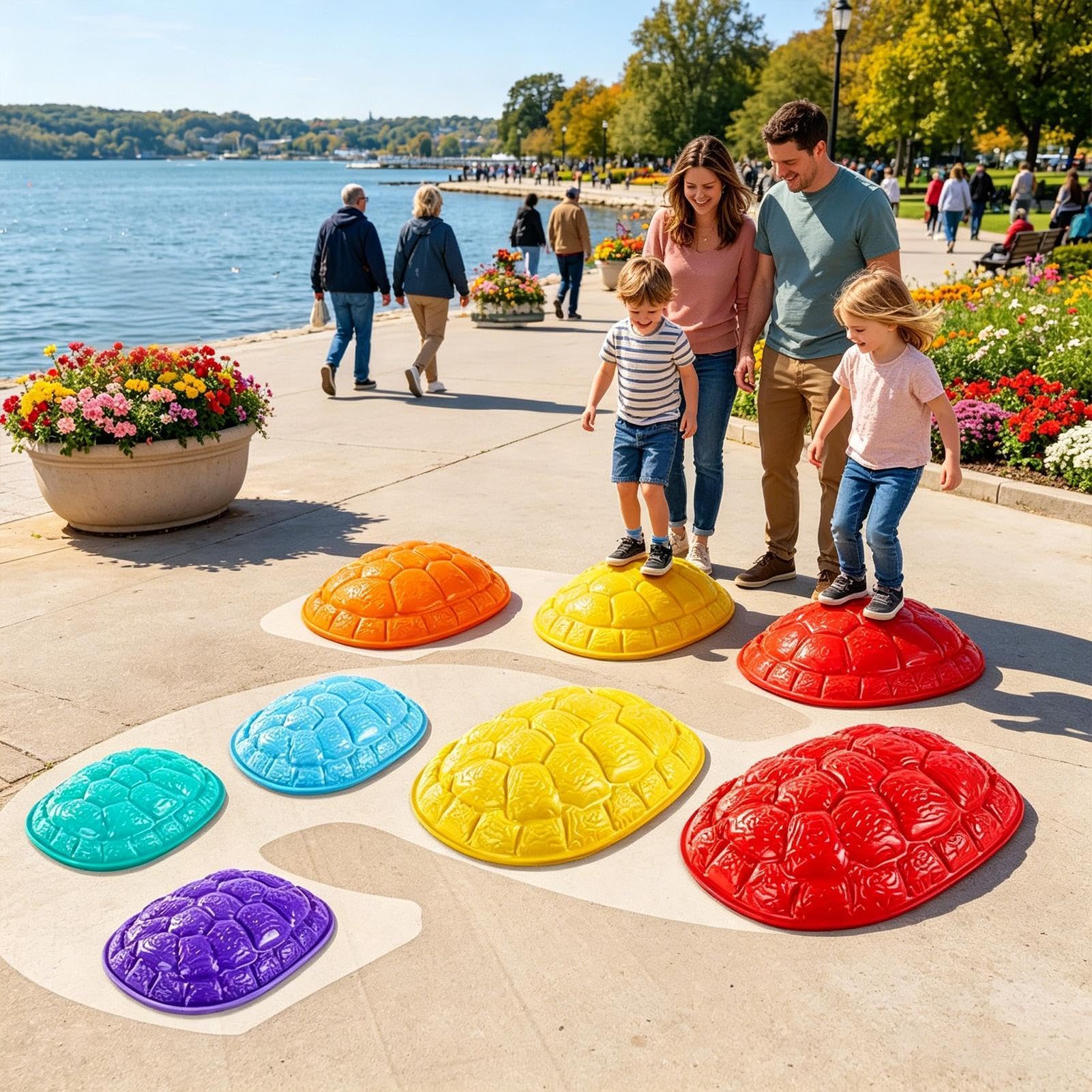 Stepping Stones Sensoriali 6 Pezzi Antiscivolo Impilabili Colorati | Pietre da Esterno per Passi bambini piccoli da 3 a 8 anni, esercizio fisico e concentrazione