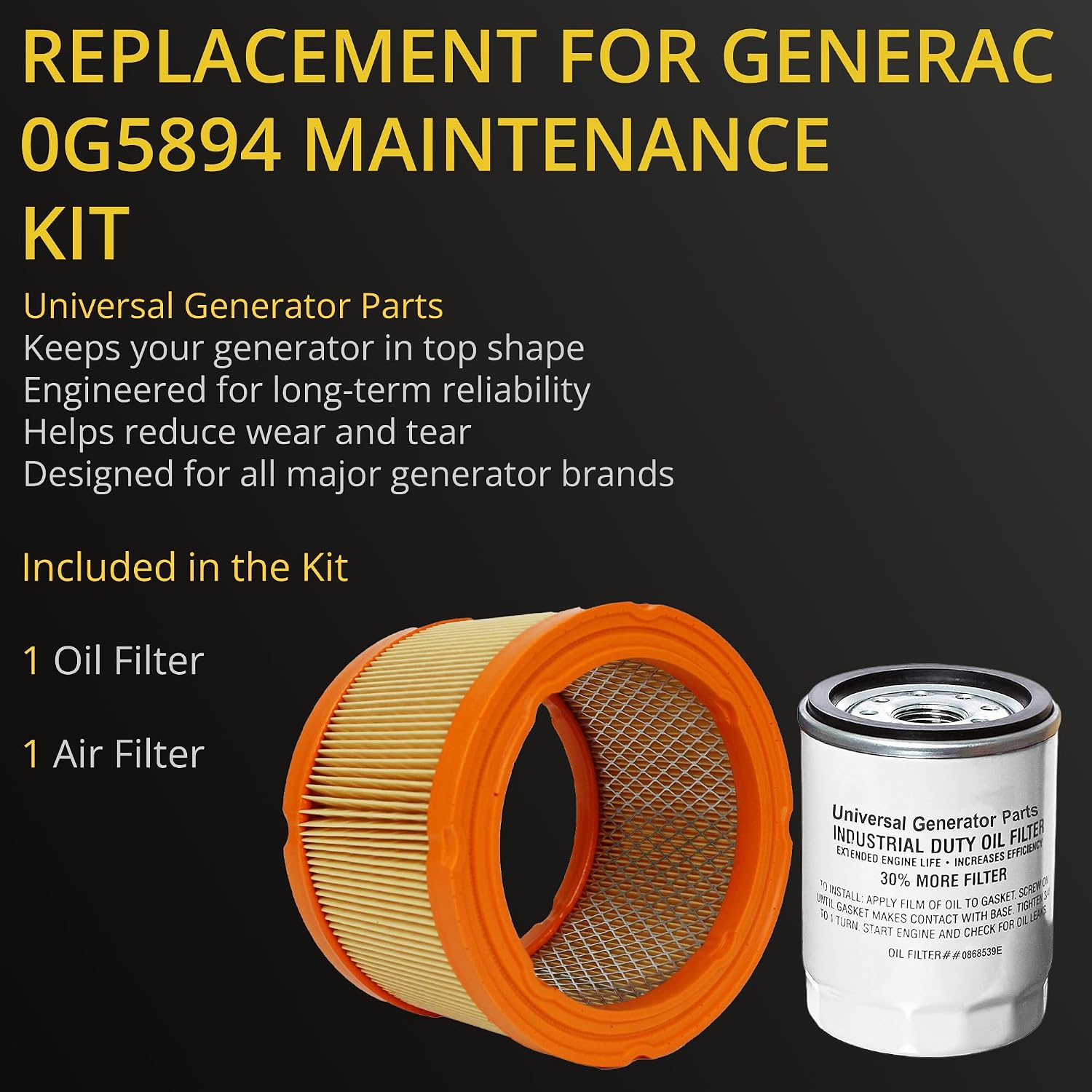 Replacement Kit with Air Filter 0G5894 & Oil Filters 070185E & 070185ES – Compatible Air & Oil Filter Set for Optimal Engine Performance