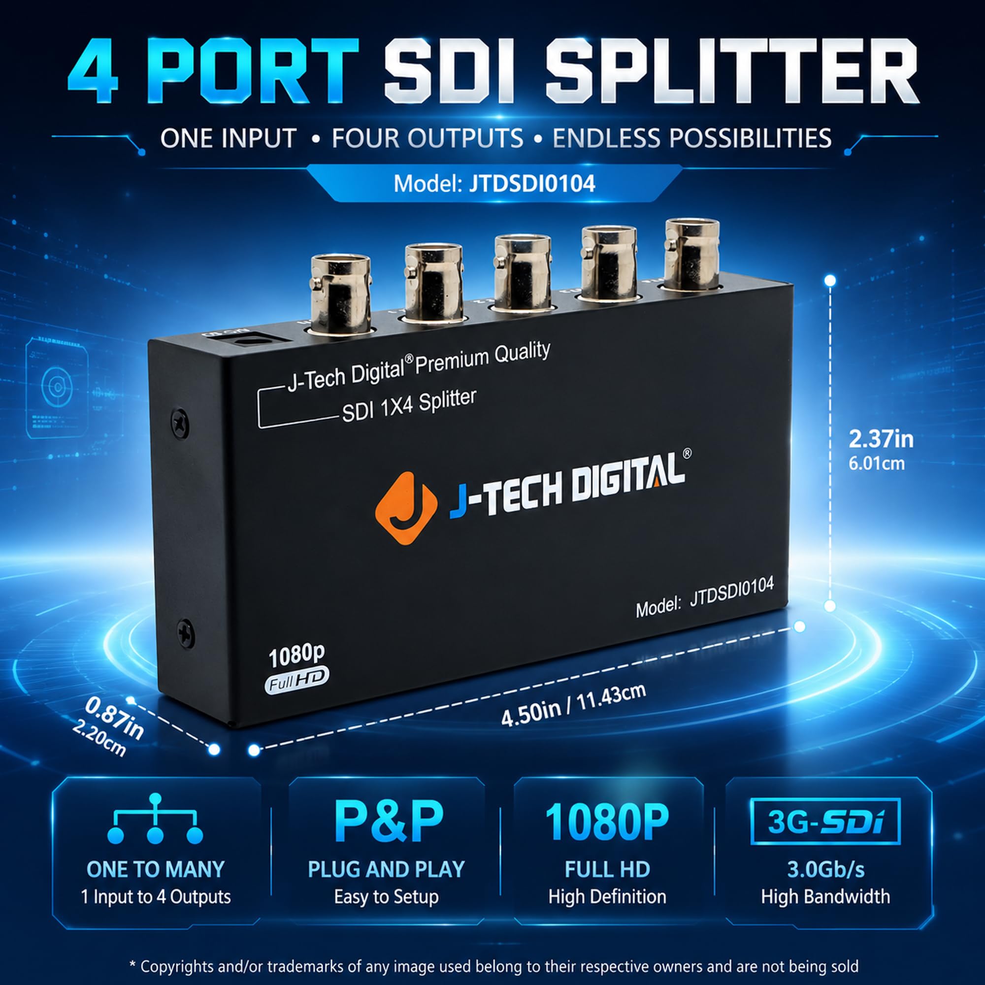 Amazon.com: J-Tech Digital SDI Splitter | 1 Input, 4 Outputs