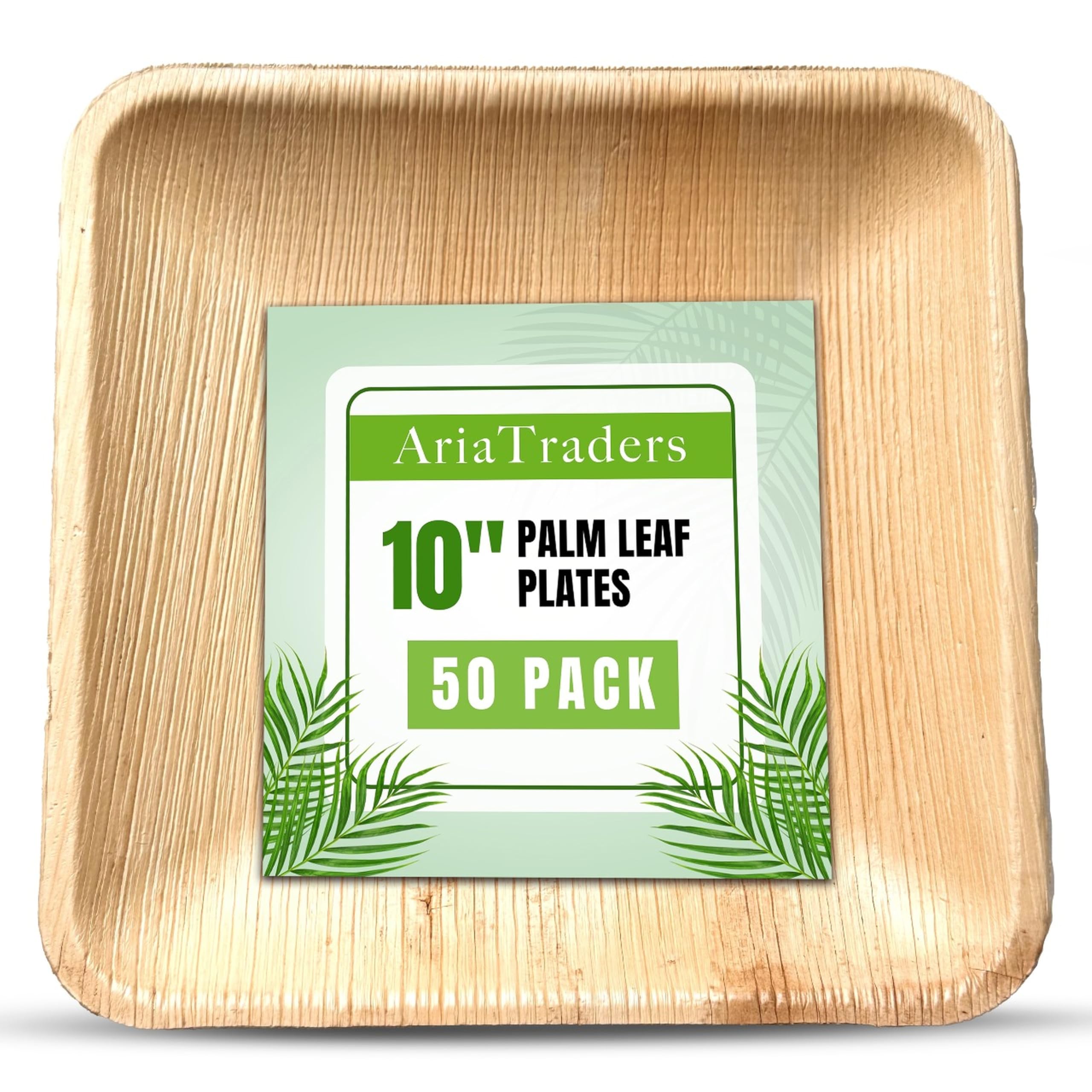 Plato de bambú desechable (juego de platos cuadrados de 10 pulgadas (50 piezas)