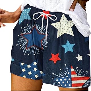 Independence Day Womens Sport Shorts Drawstring Waist Trunks Hawaiian Beach Casual Swim Board Shorts Sweatpant